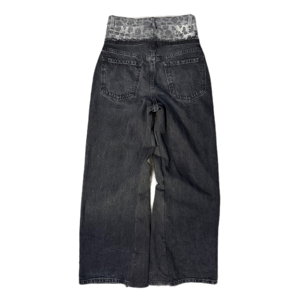 Black Double Waisted Baggy Cheetah Jeans (30x30)