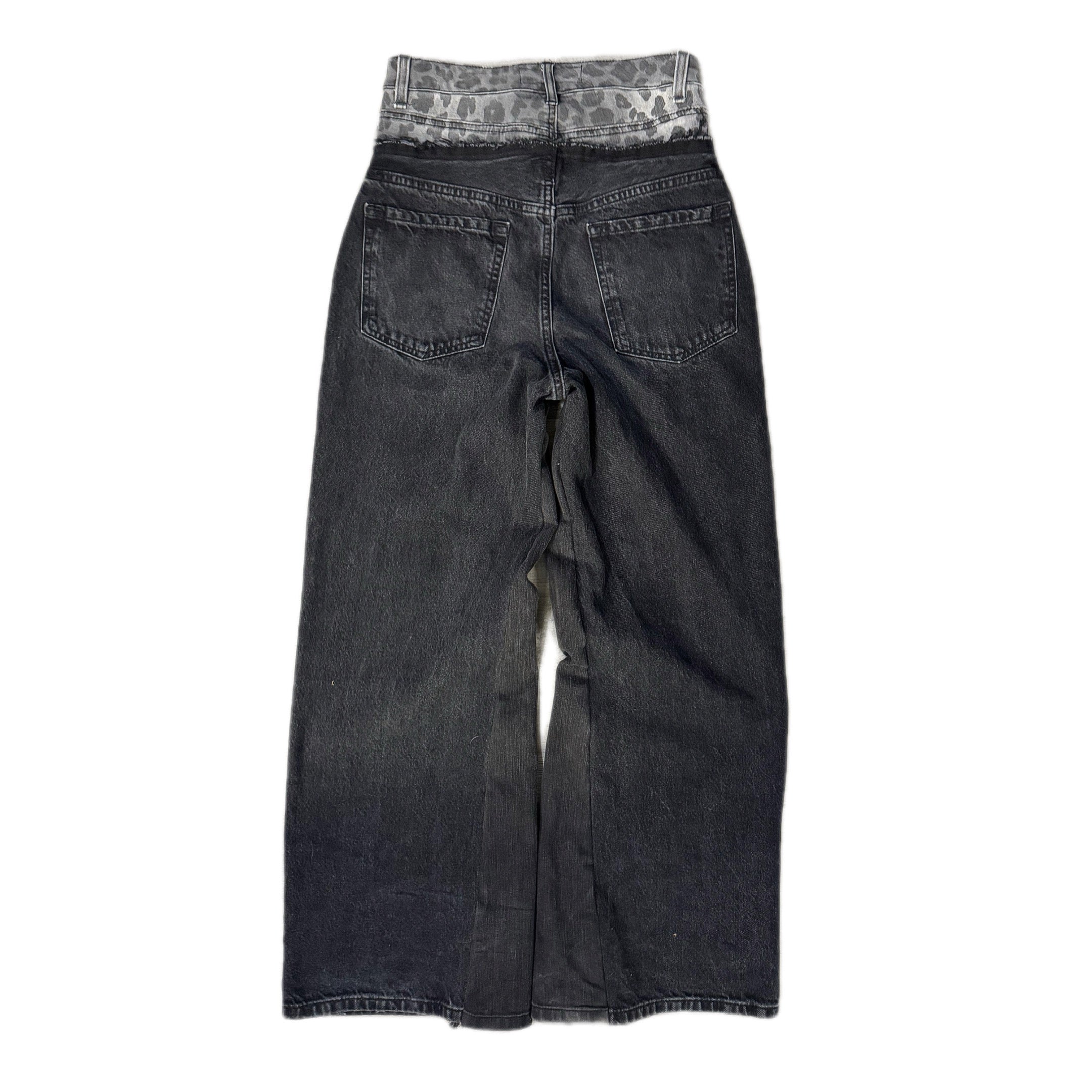 Black Double Waisted Baggy Cheetah Jeans (30x30)