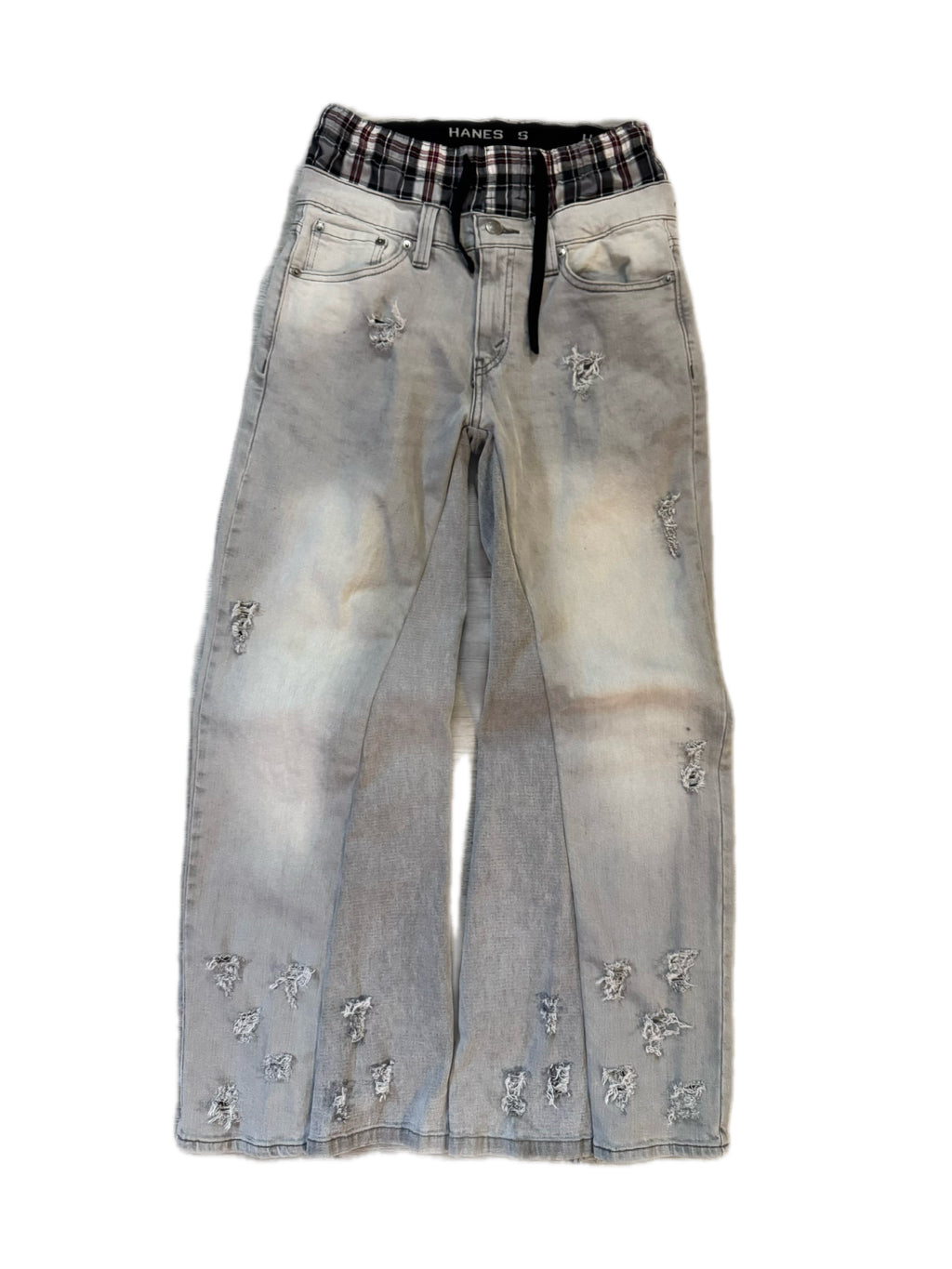 Double Waisted Baggy Grey Jeans (29)