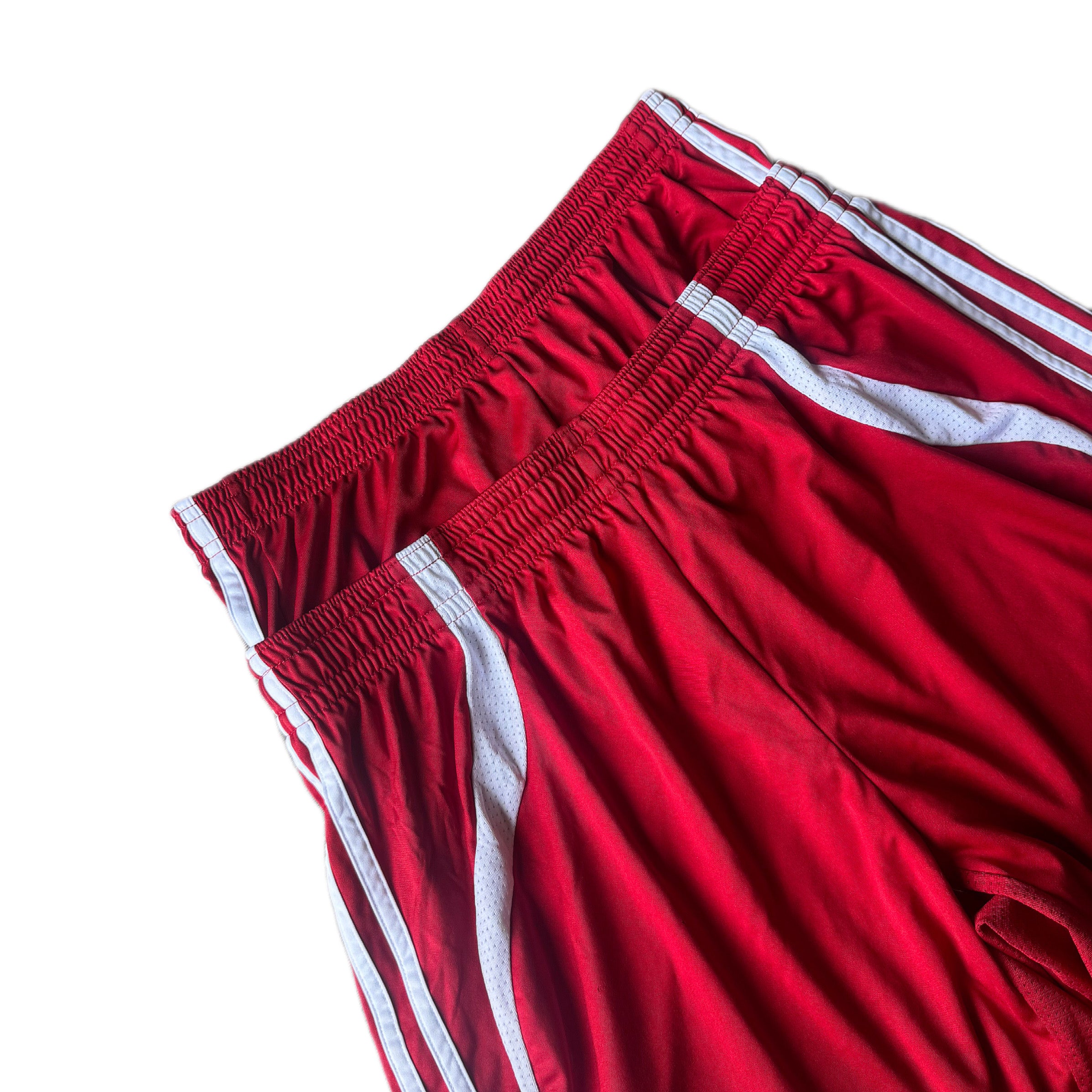 Red Double Waisted Adidas Hoop Shorts (S)