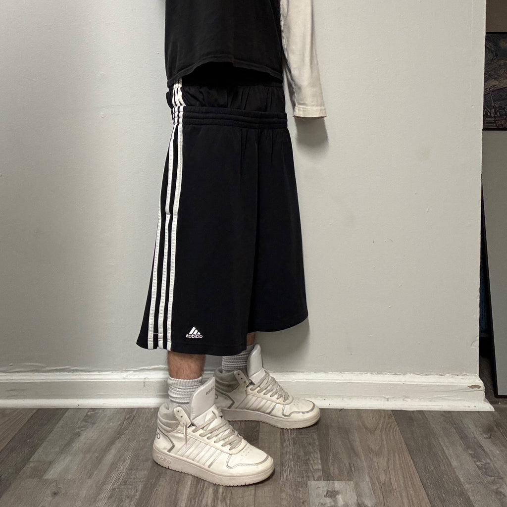 Black Double Waisted Adidas Hoop Shorts (L)