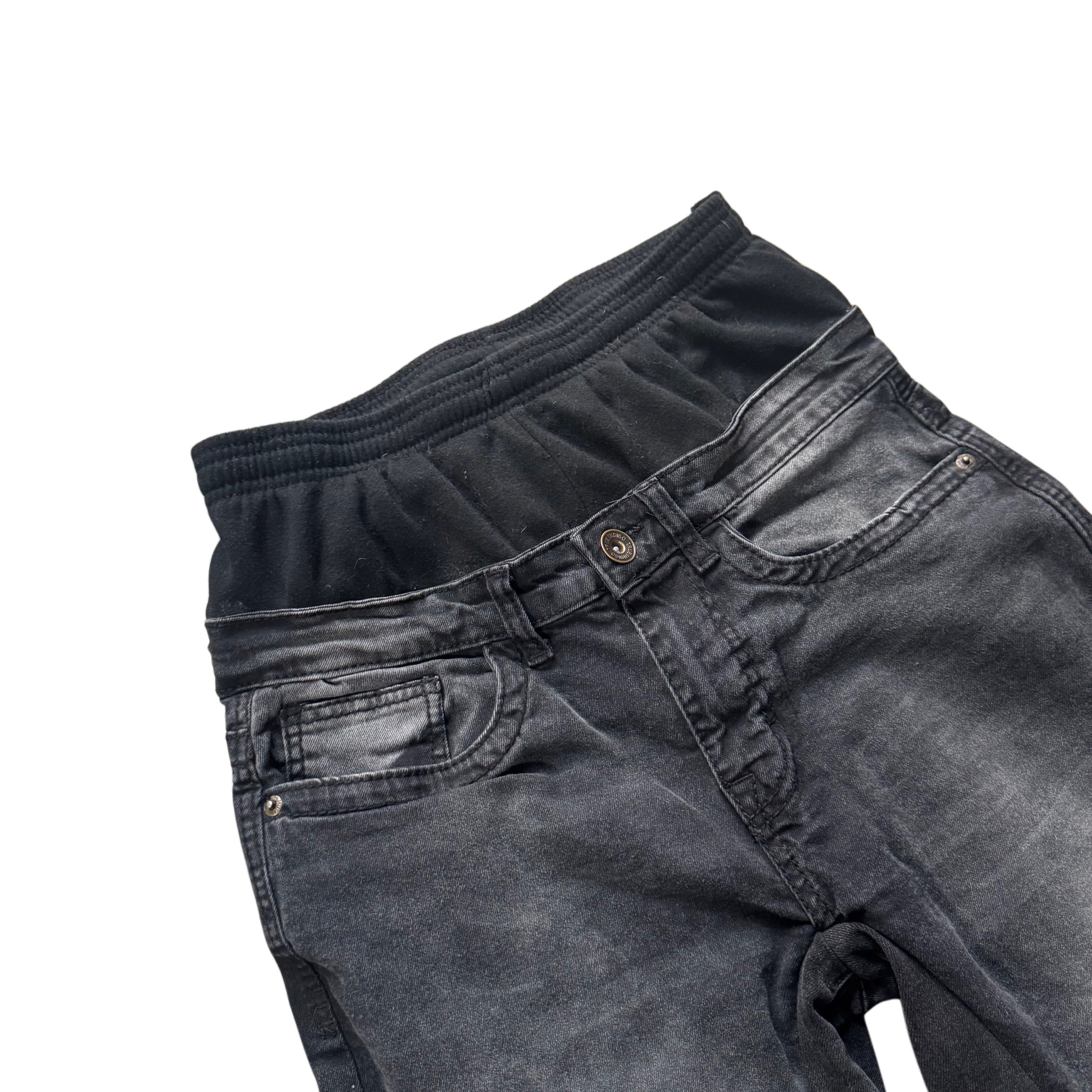 Double Waisted Faded Black Jeans (30)