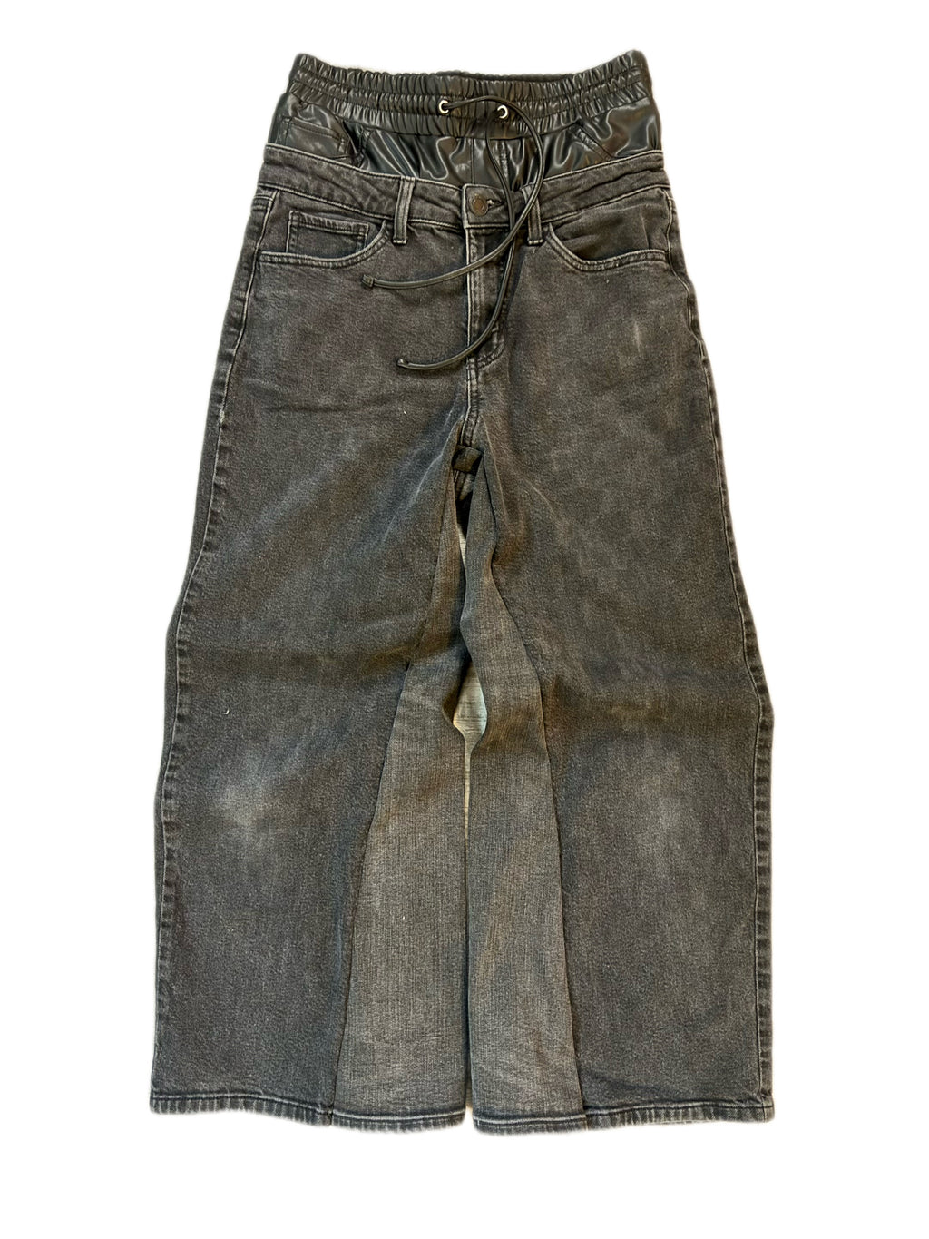 Double Waisted Baggy Leather Jeans (30)