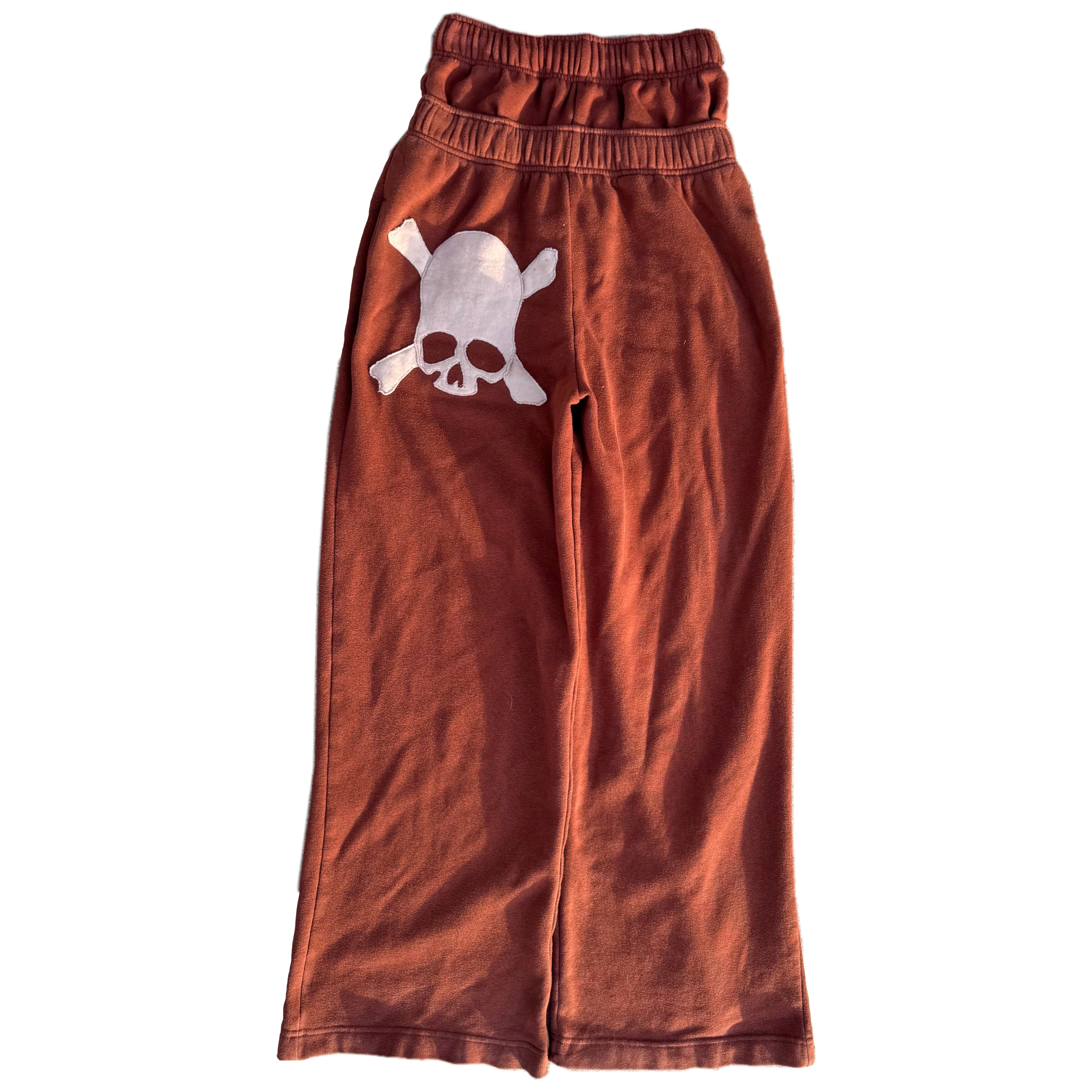 Brown Double Waisted Skull Sweatpants (XS)
