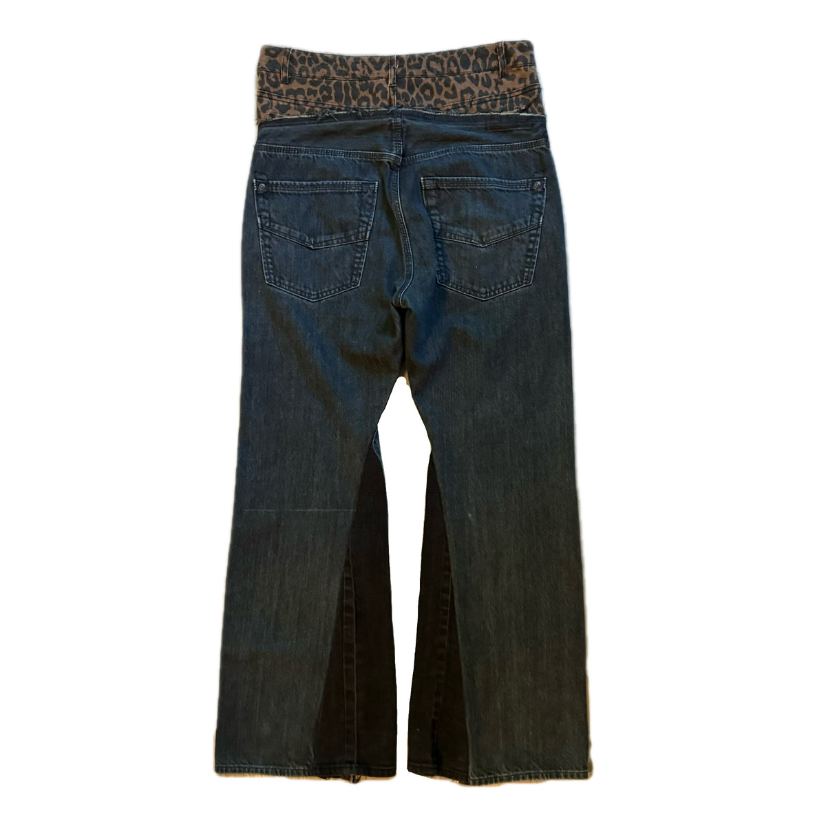 Double Waisted Black Cheetah Jeans (32)