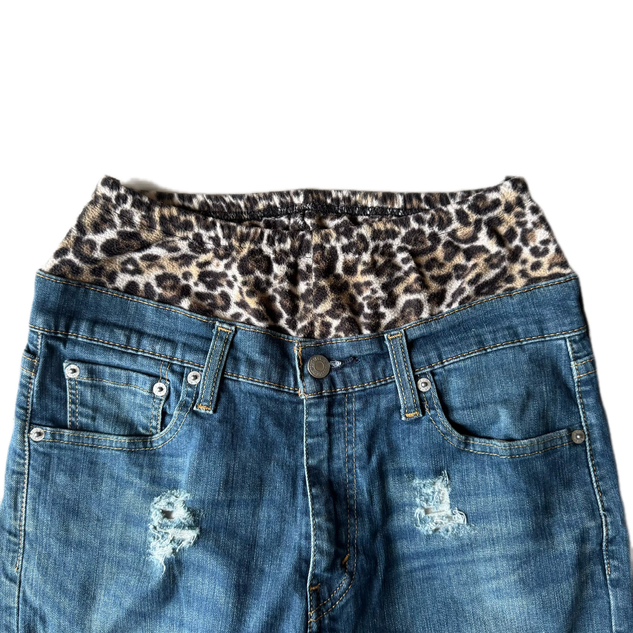 Double Waisted Baggy Cheetah Jeans (30)