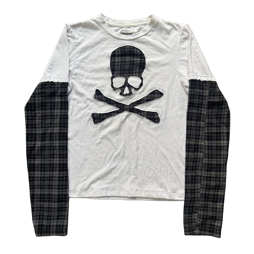 White Grey Flannel Layered T-Shirt (S)
