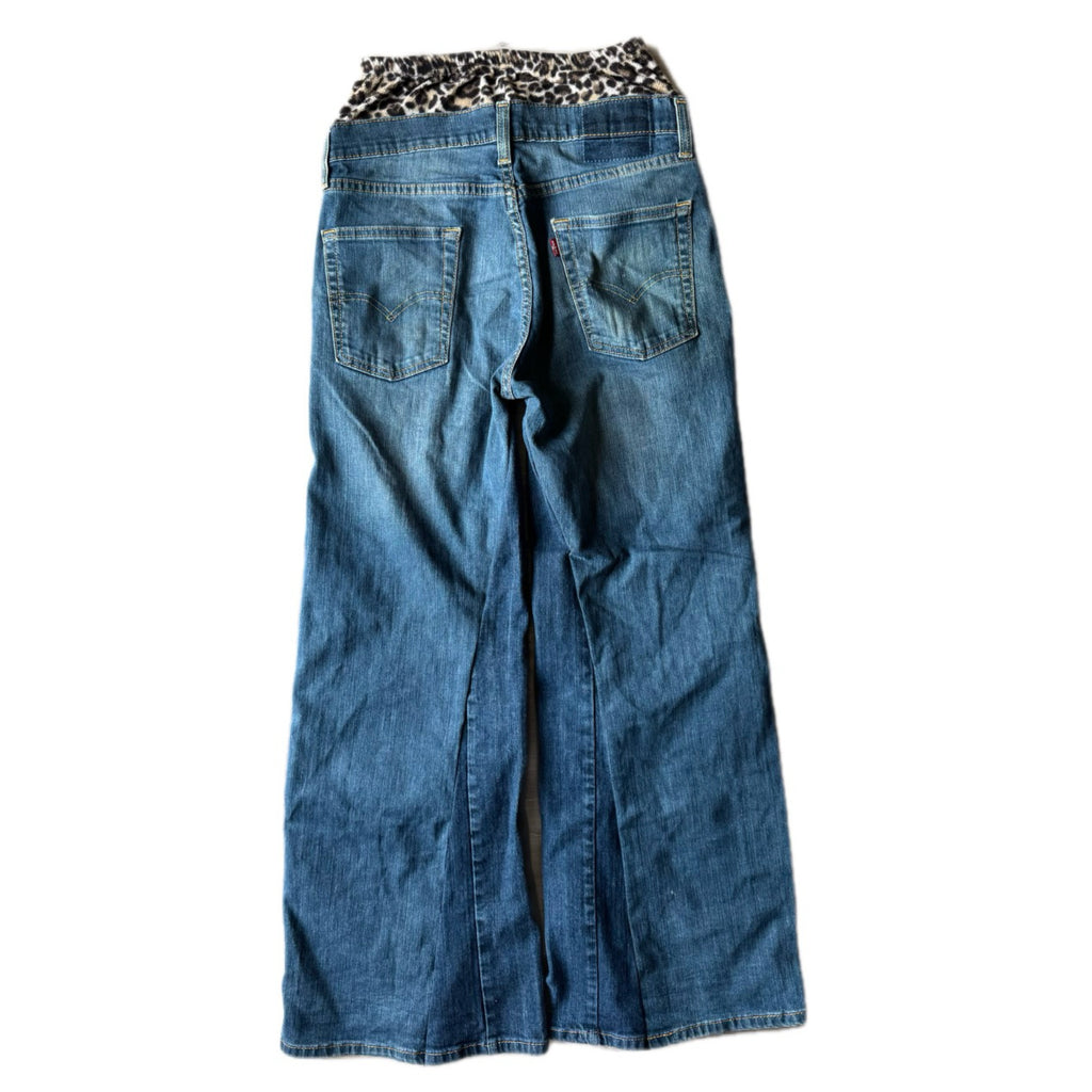 Double Waisted Baggy Cheetah Jeans (30)