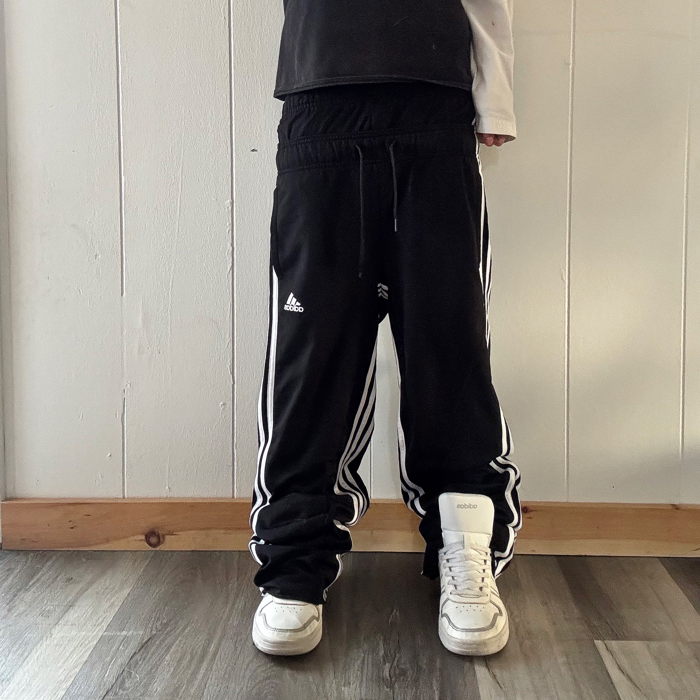 Black Double Waisted Athletic Adidas Sweatpants ( S )