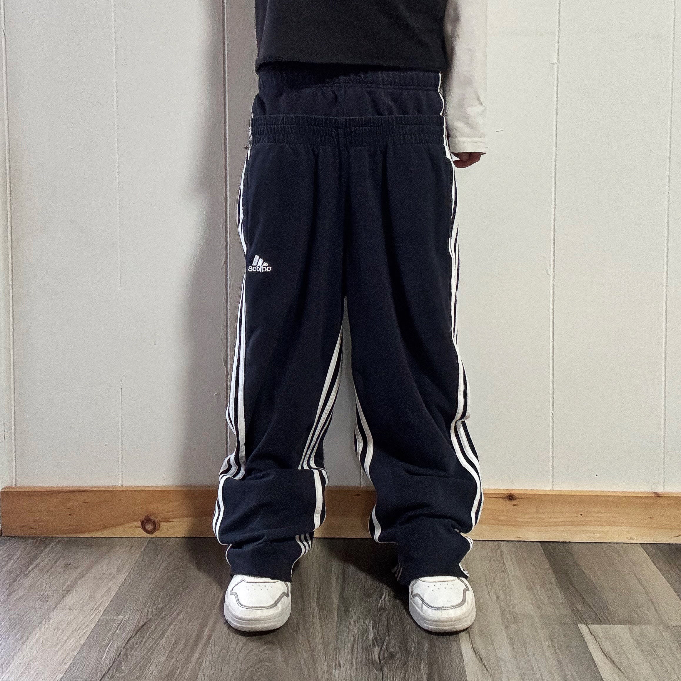 Dark Blue Double Waisted Adidas Sweatpants ( S )