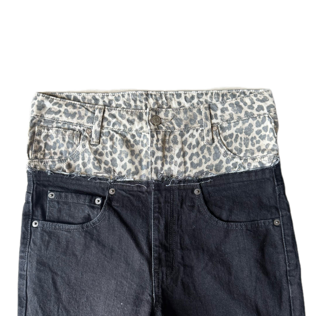 Double Waisted Black Cheetah Jeans (31)
