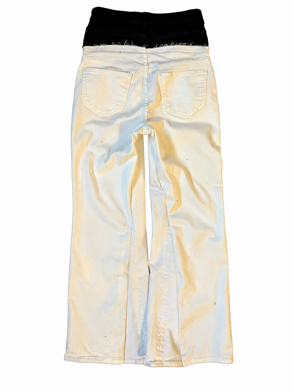 Double Waisted Baggy White and Black Jeans (29)
