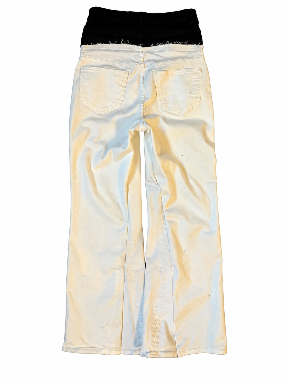 Double Waisted Baggy White and Black Jeans (29)