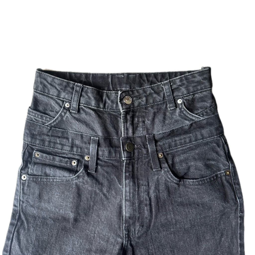 Double Waisted Black Flare Jeans (27)