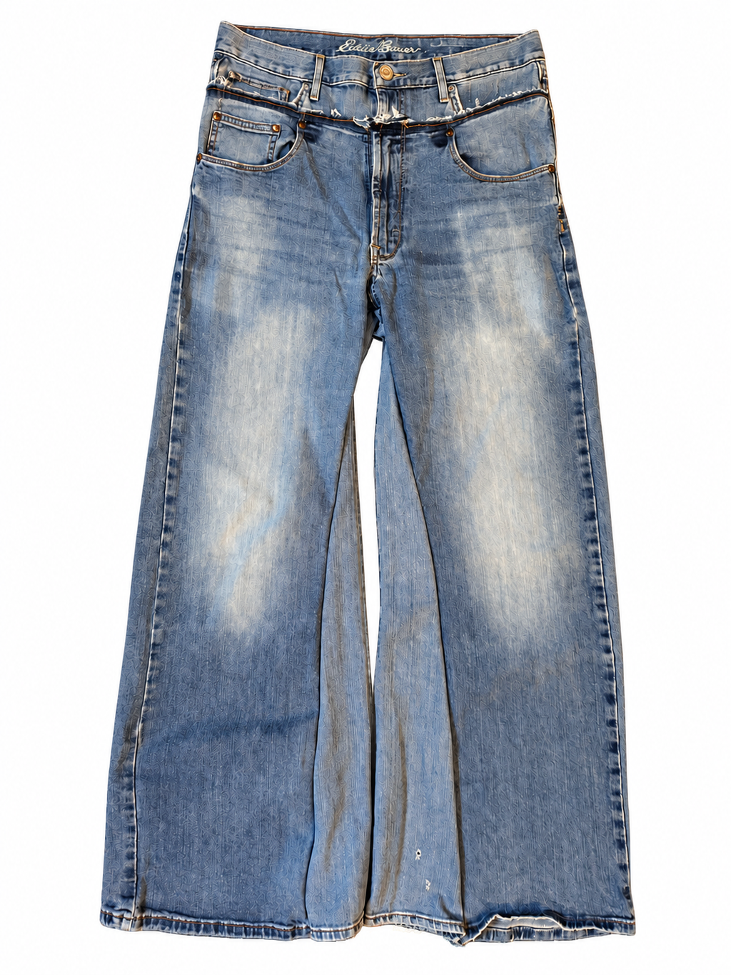 Double Waisted Baggy Light Wash Jeans (33)