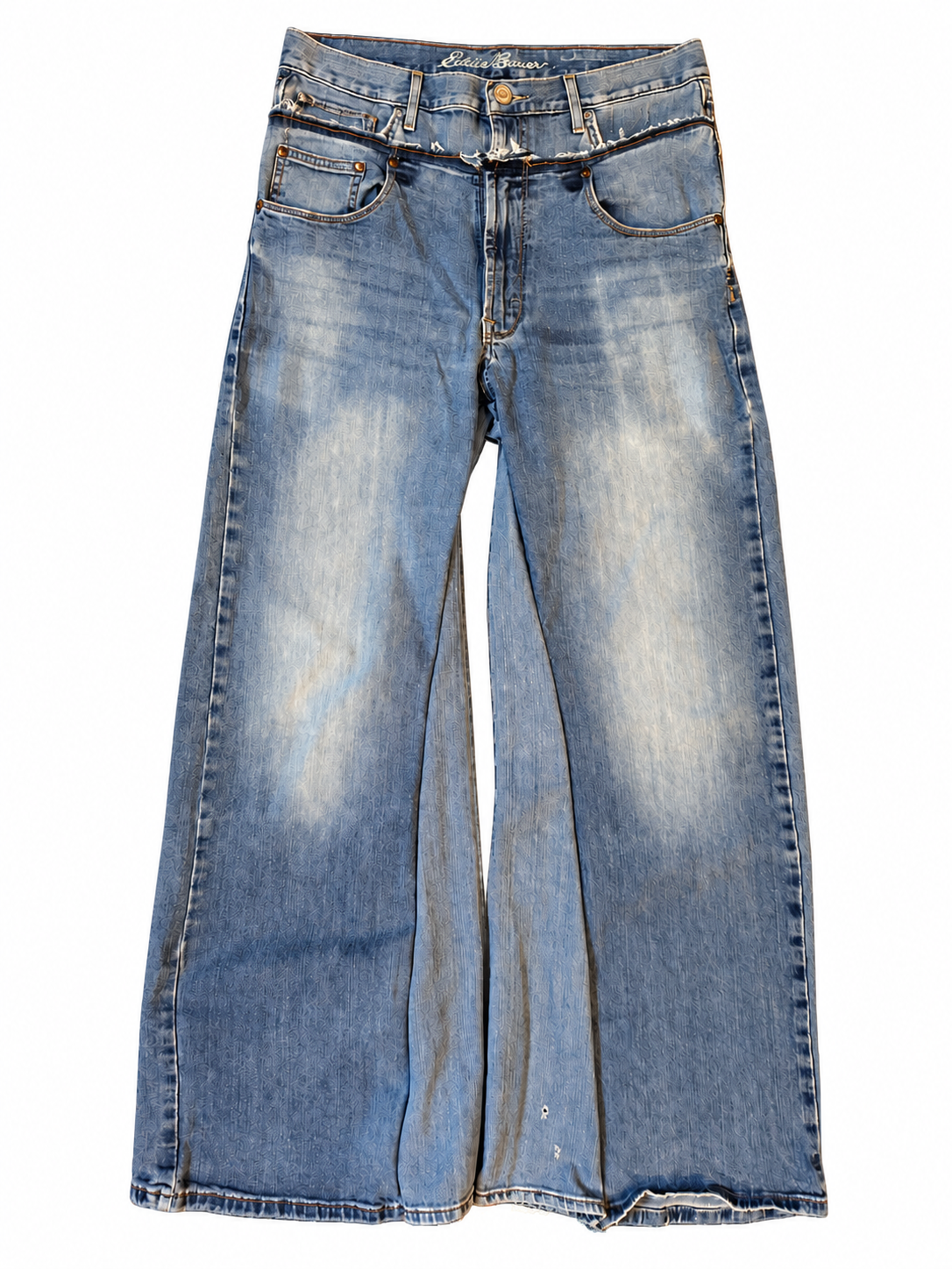 Double Waisted Baggy Light Wash Jeans (33)