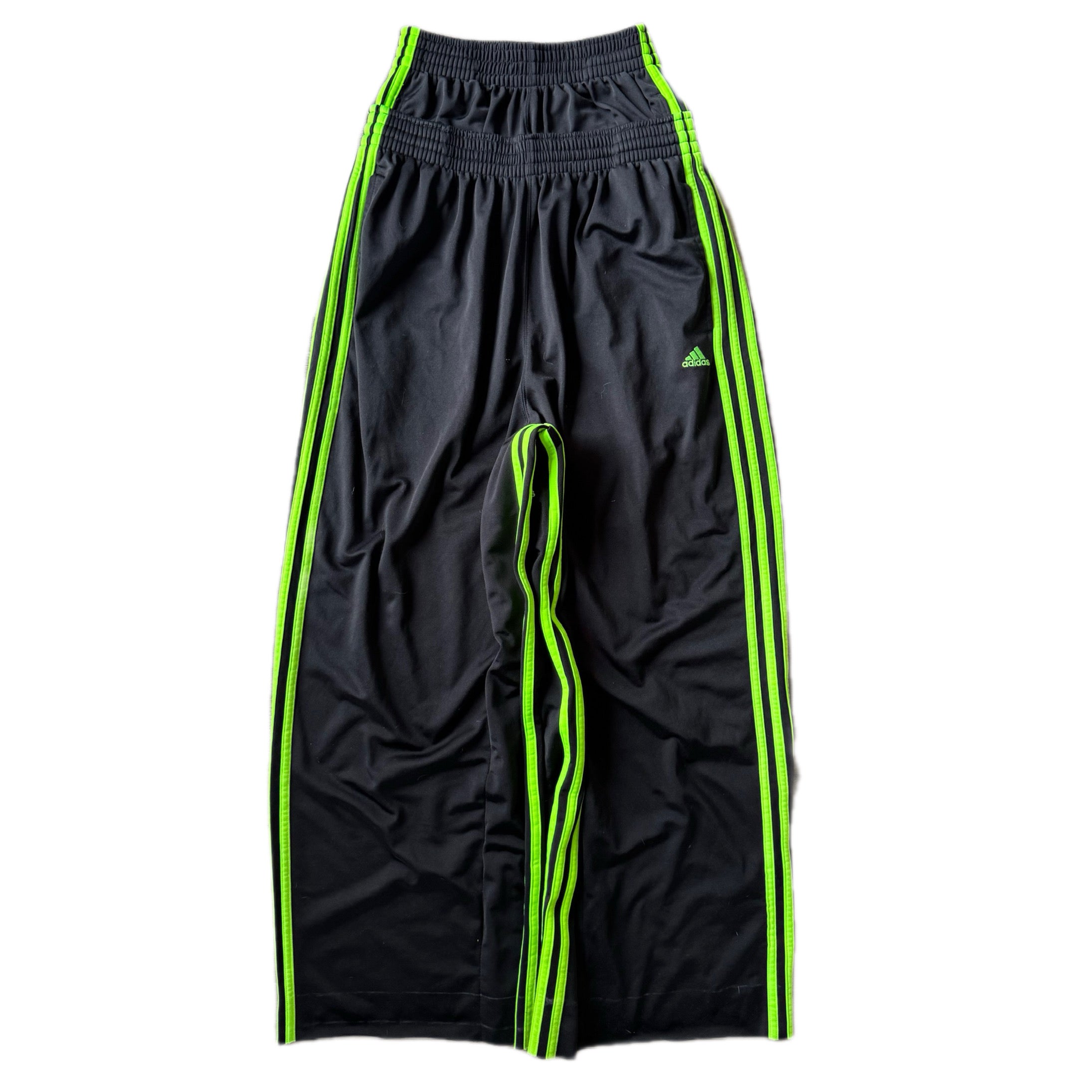Black Double Waisted Athletic Green Adidas Sweatpants (S)