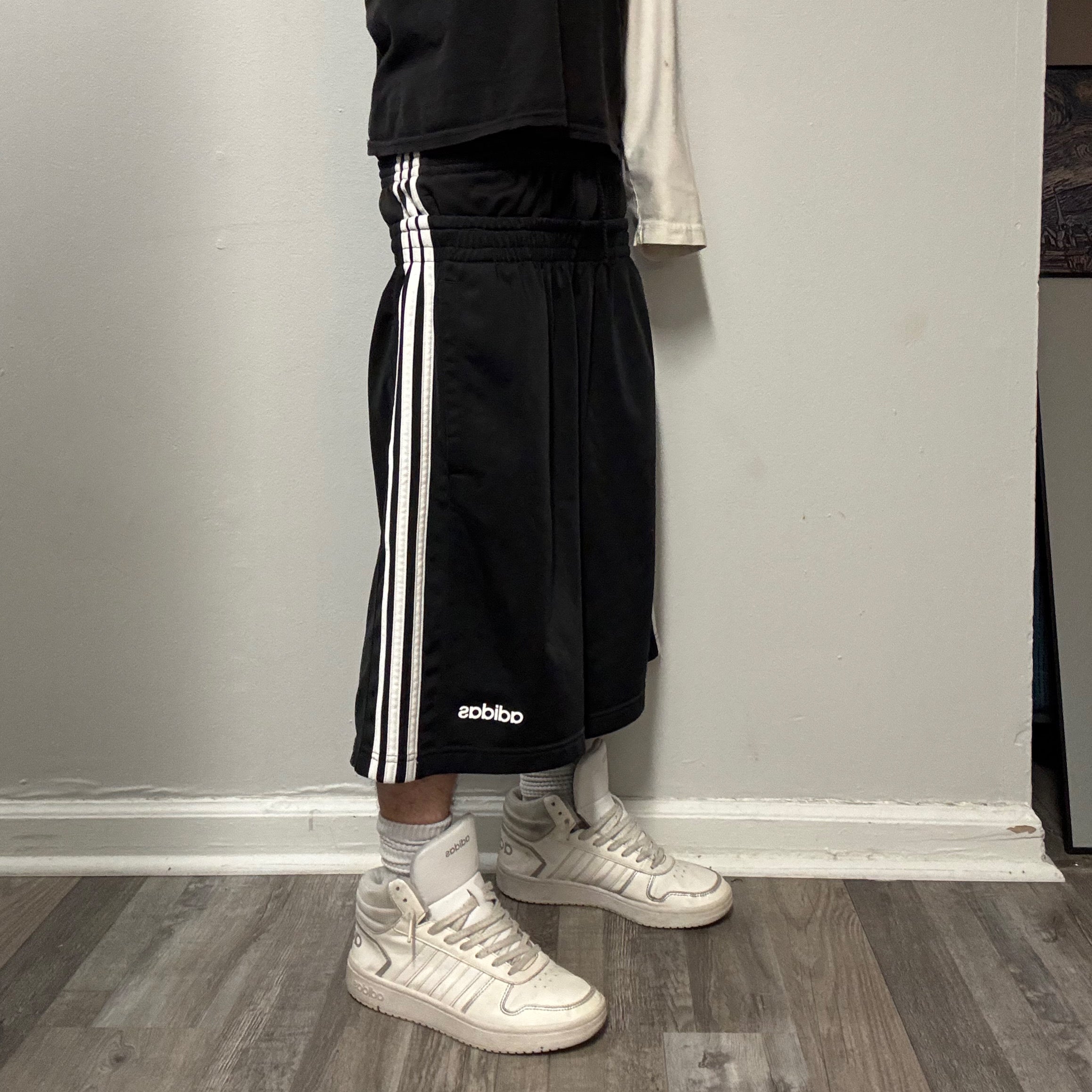 Black Double Waisted Adidas Hoop Shorts (M)