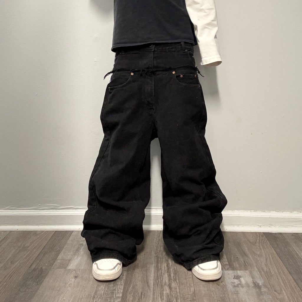 Black Double Waisted Baggy Jeans (29)