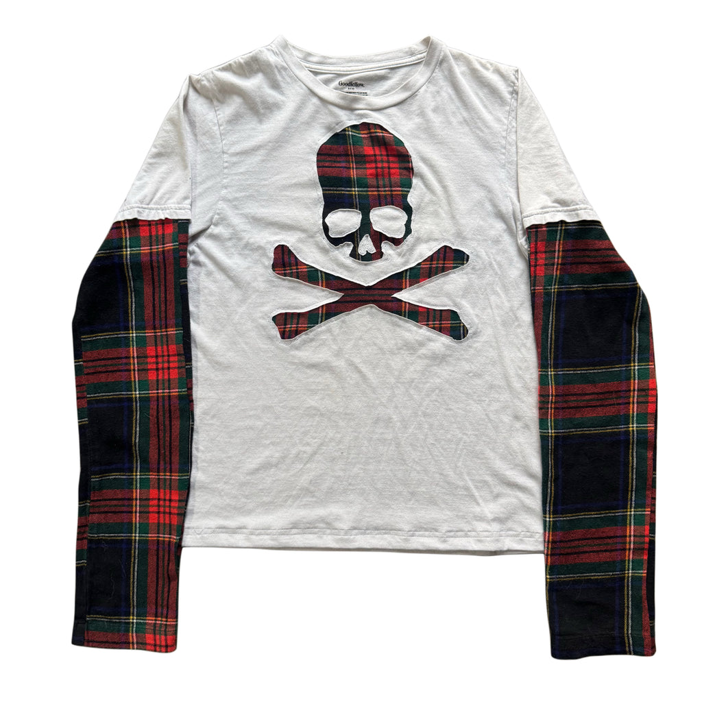 White Orange Flannel Layered T-Shirt (S)