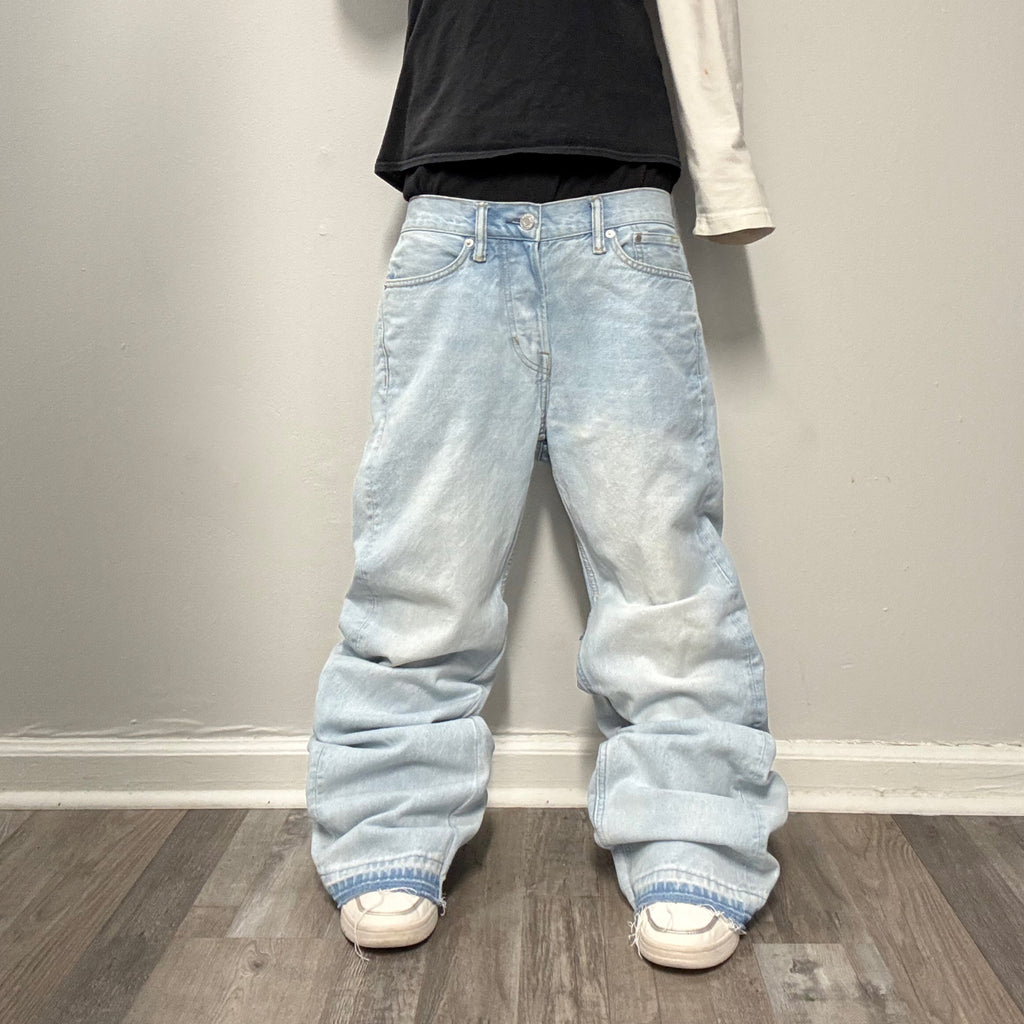 Blue Sweatpants Double Waist Baggy Jeans (32x32)