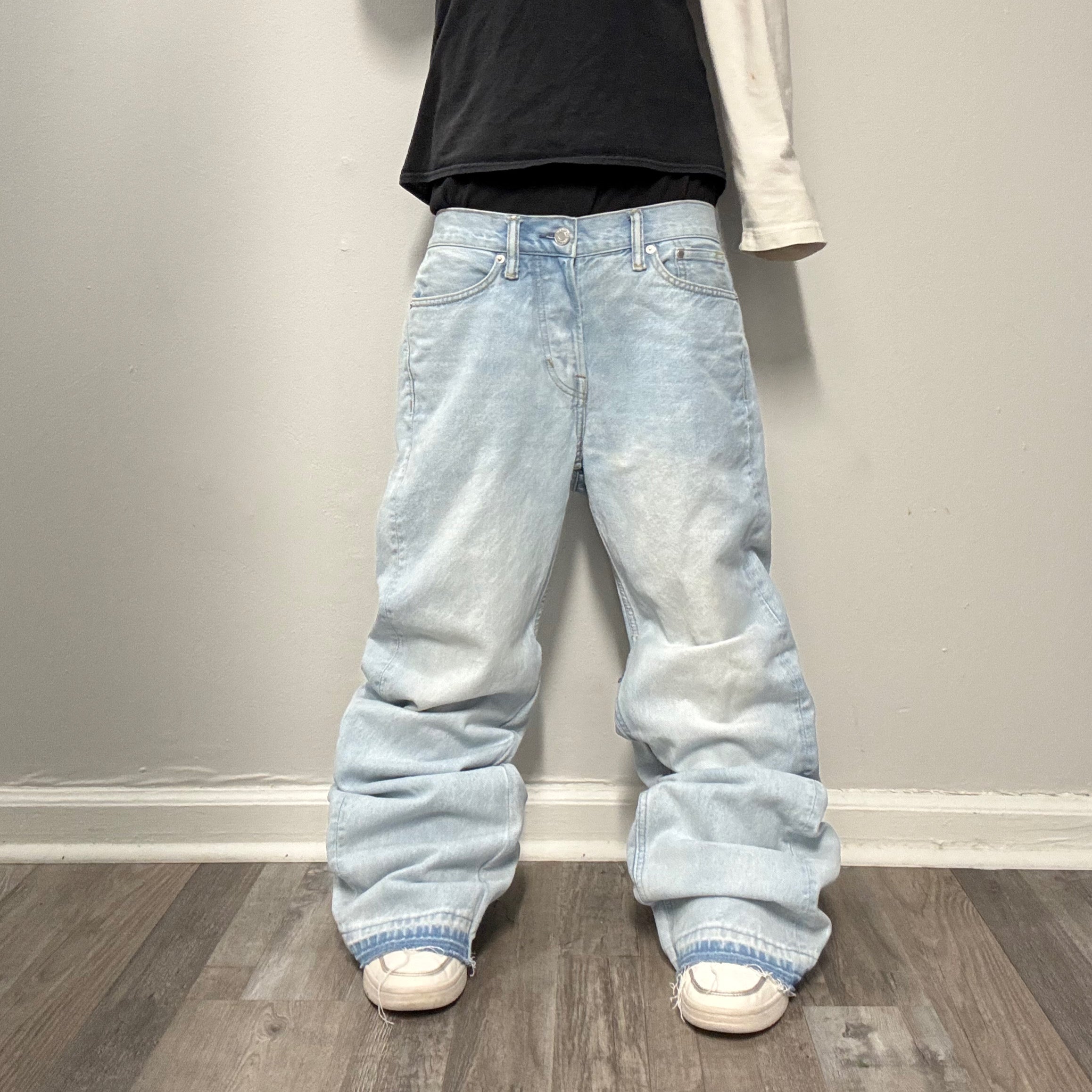 Blue Sweatpants Double Waist Baggy Jeans (32x32)