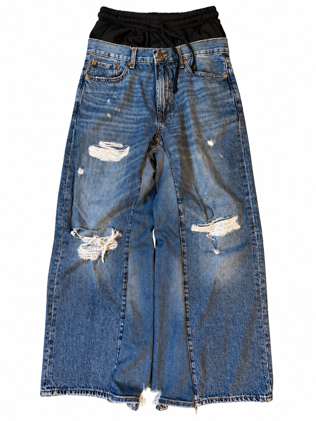 Double Waisted Baggy Distressed Jeans (32)