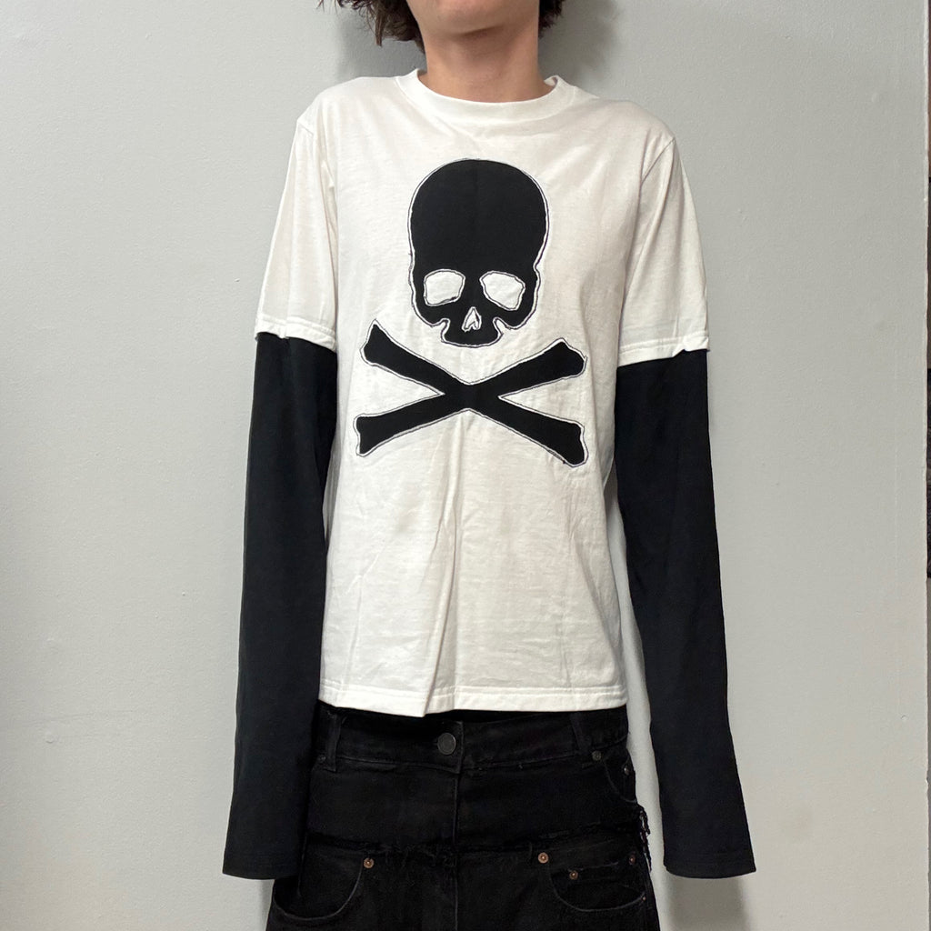 Black on White Layered T-Shirt (S)