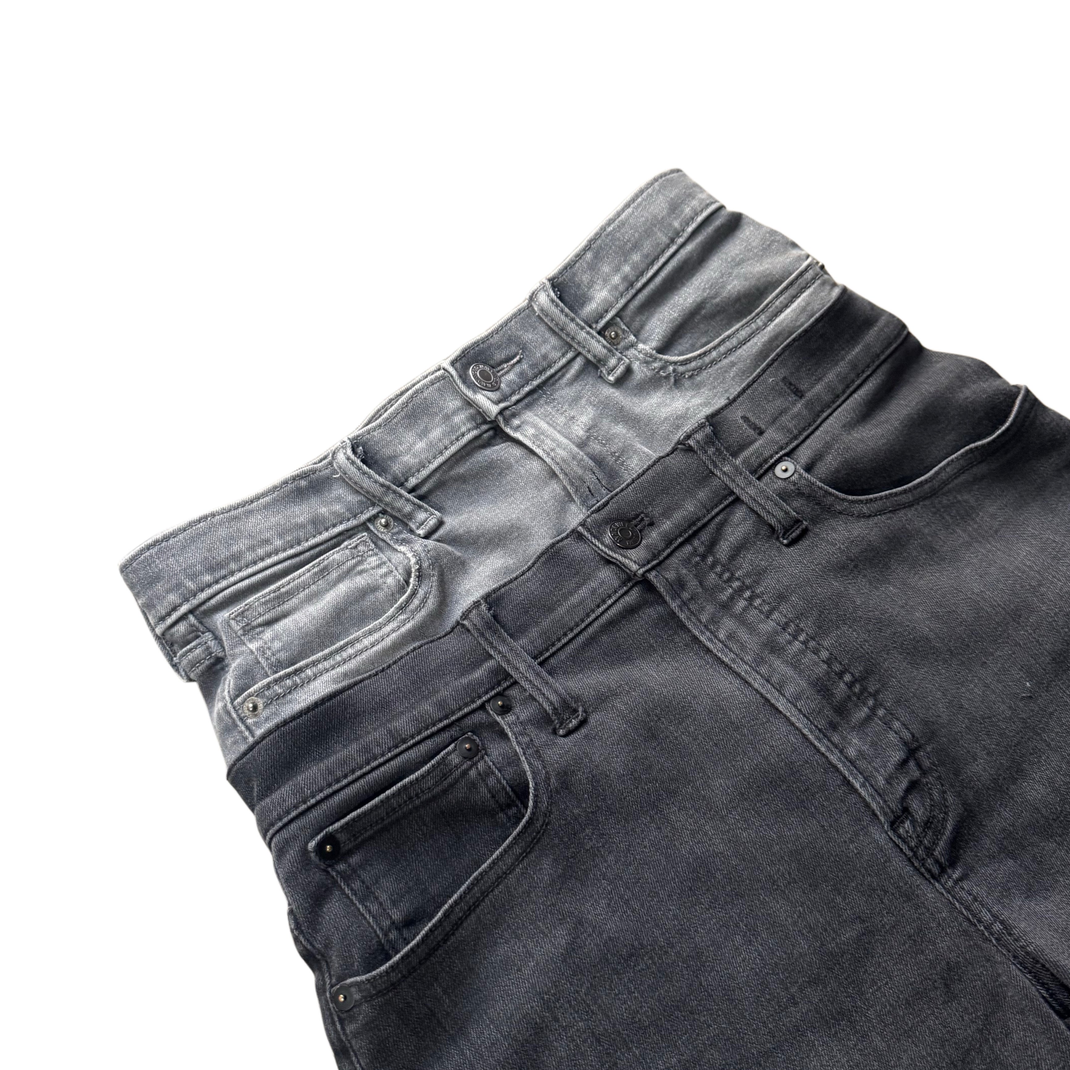 Double Waisted Grey and Black Jeans (30)