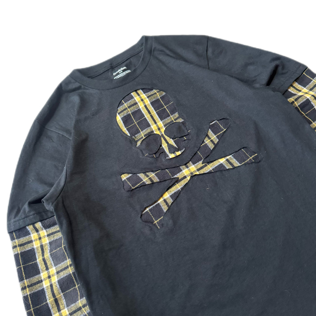 Black Yellow Flannel Layered T-Shirt (M)