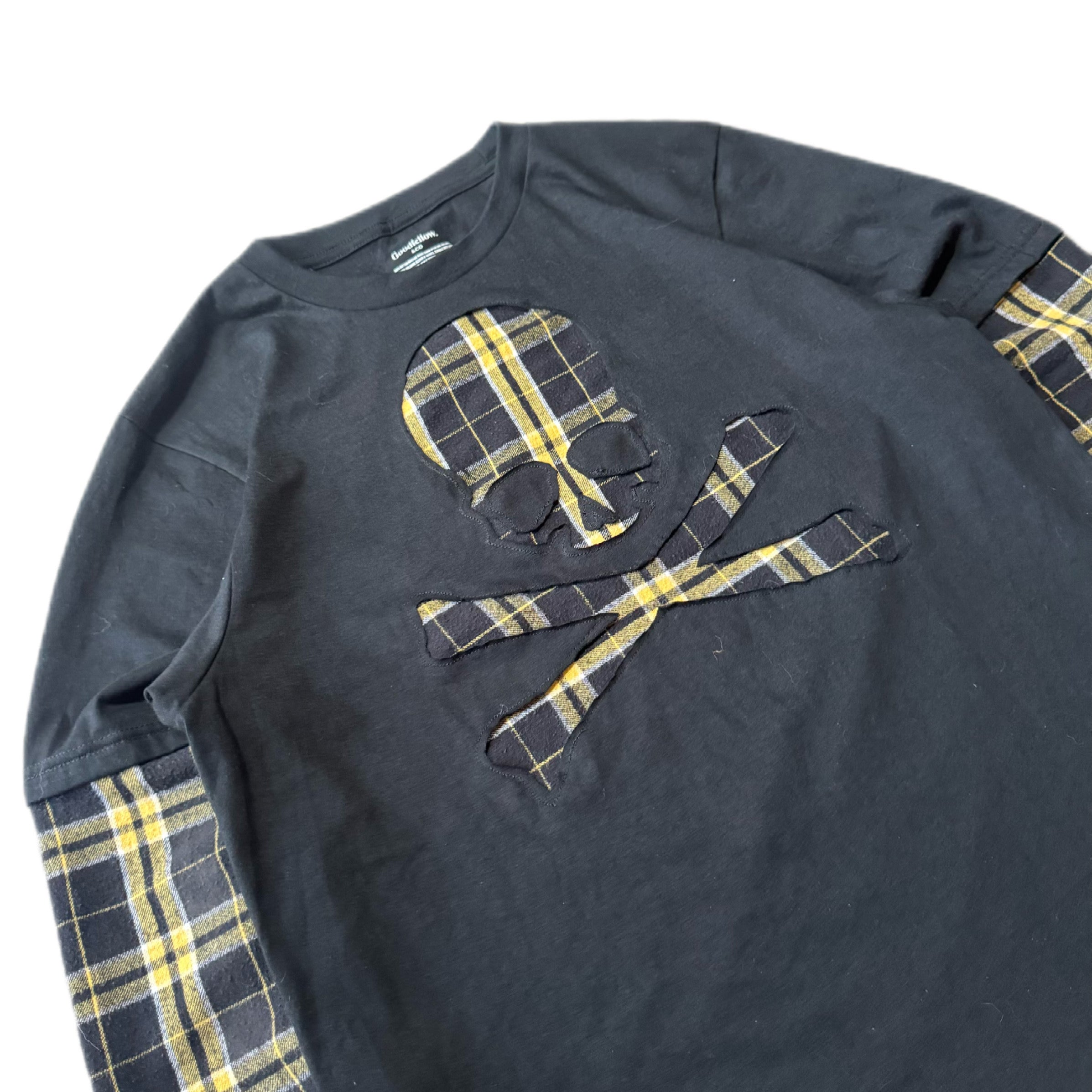 Black Yellow Flannel Layered T-Shirt (M)