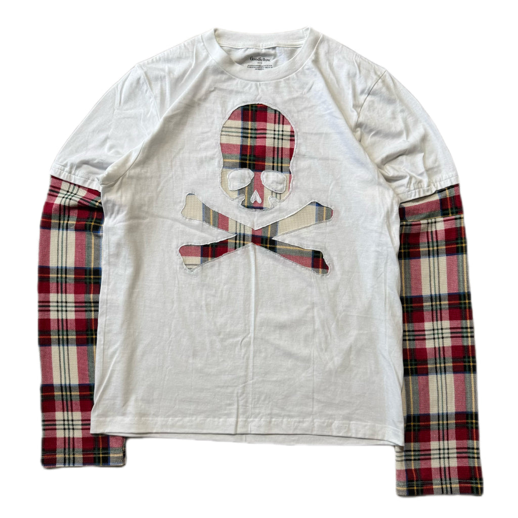 White Red Flannel Layered T-Shirt (S)