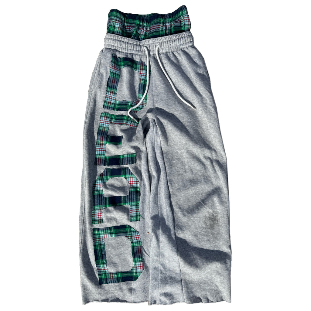 Grey Plaid “DEAD” Sweatpants (S)