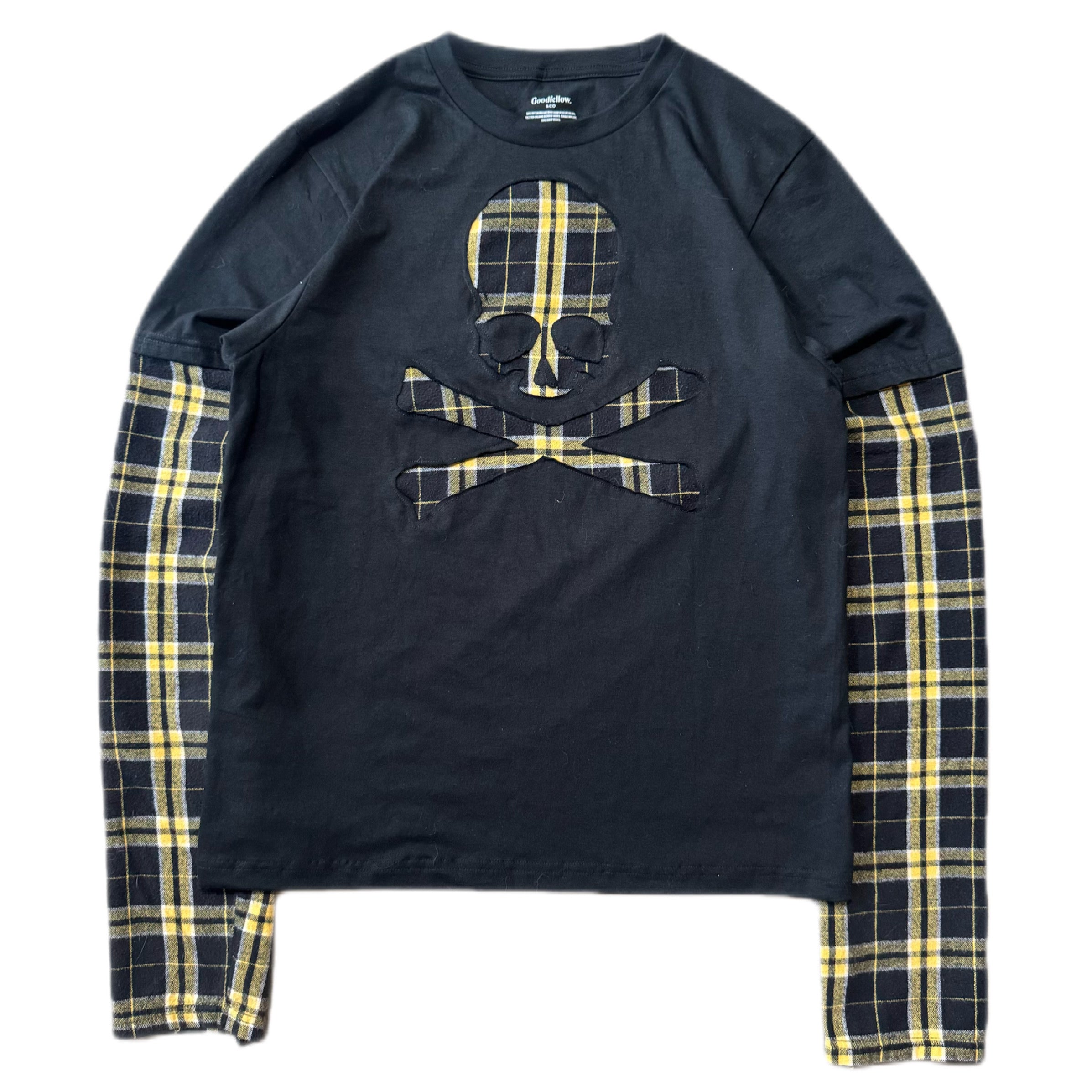 Black Yellow Flannel Layered T-Shirt (M)