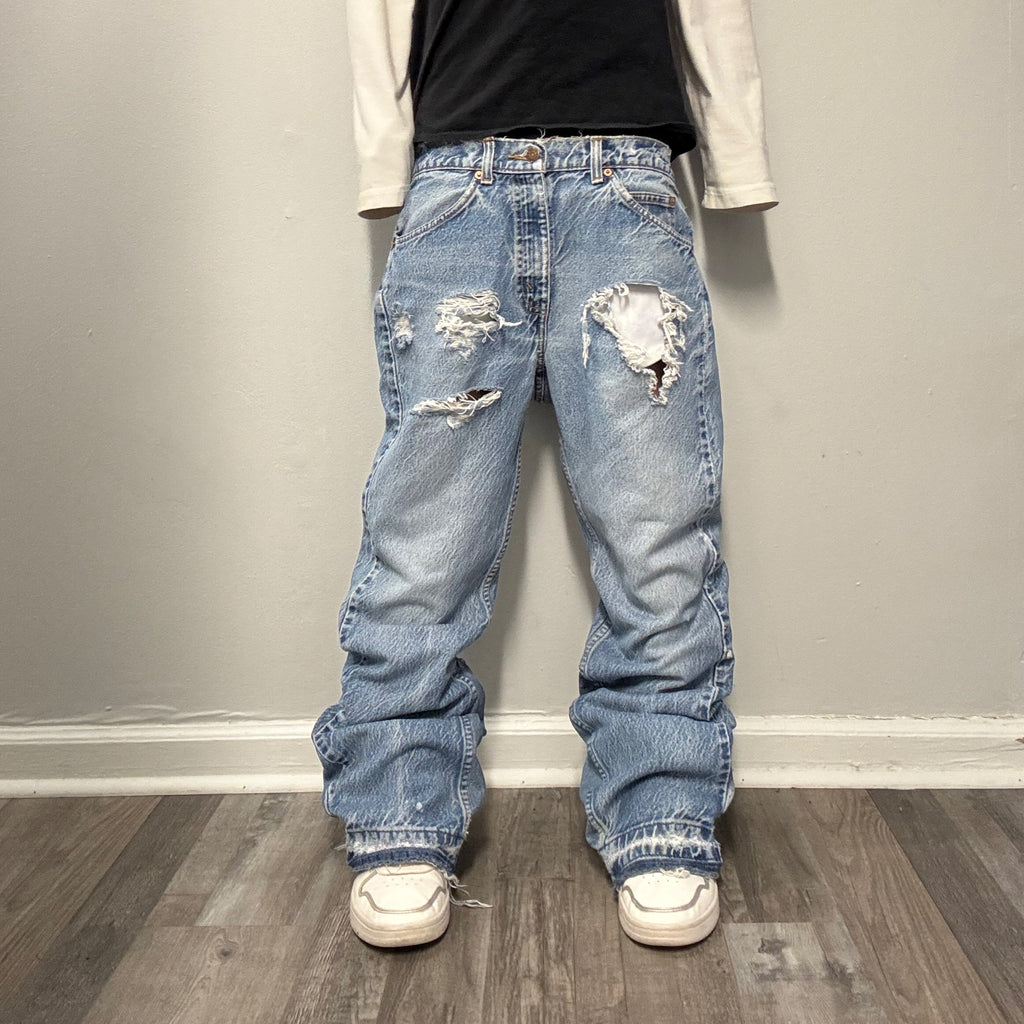 Blue Distressed Flare Jeans (29x30)