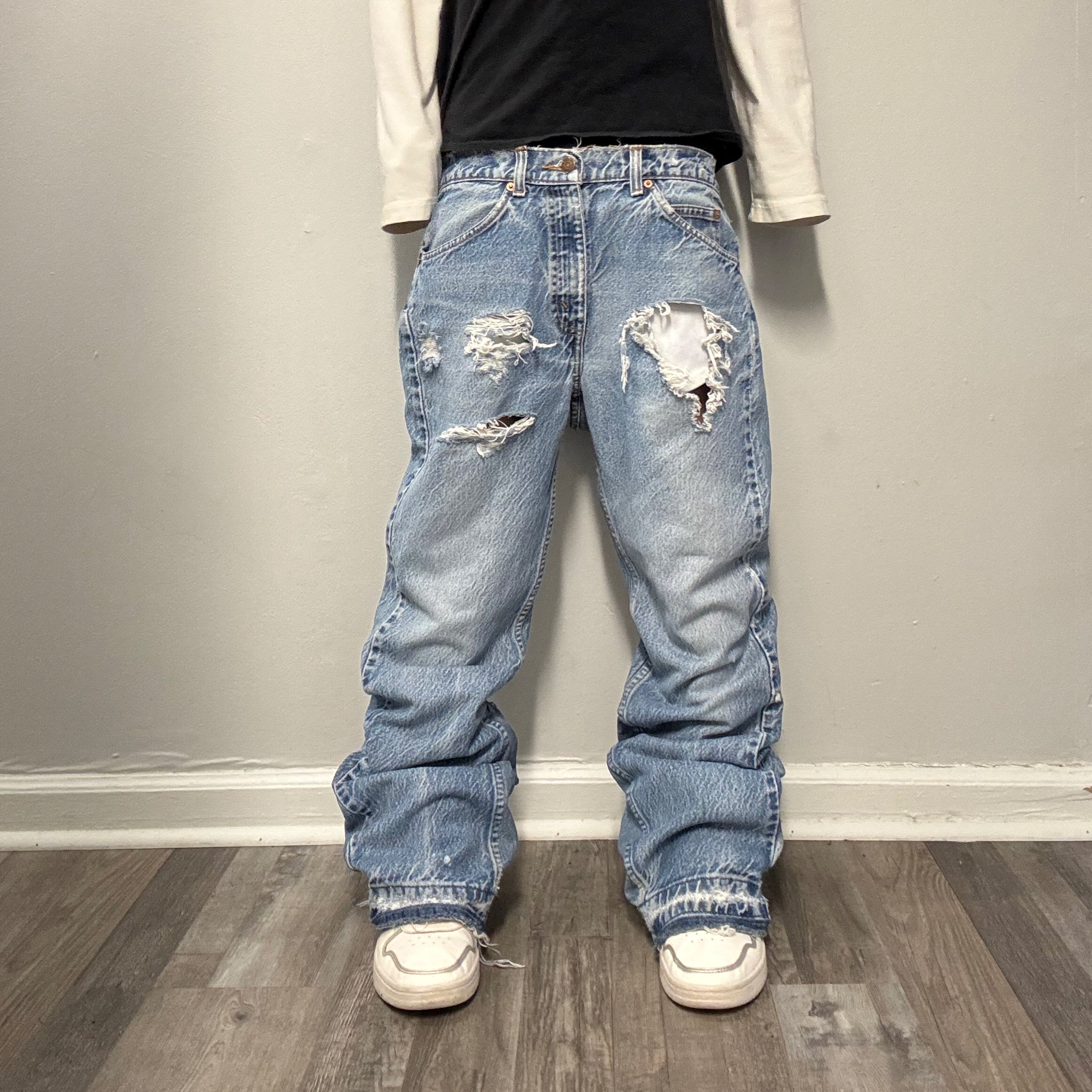 Blue Distressed Flare Jeans (29x30)