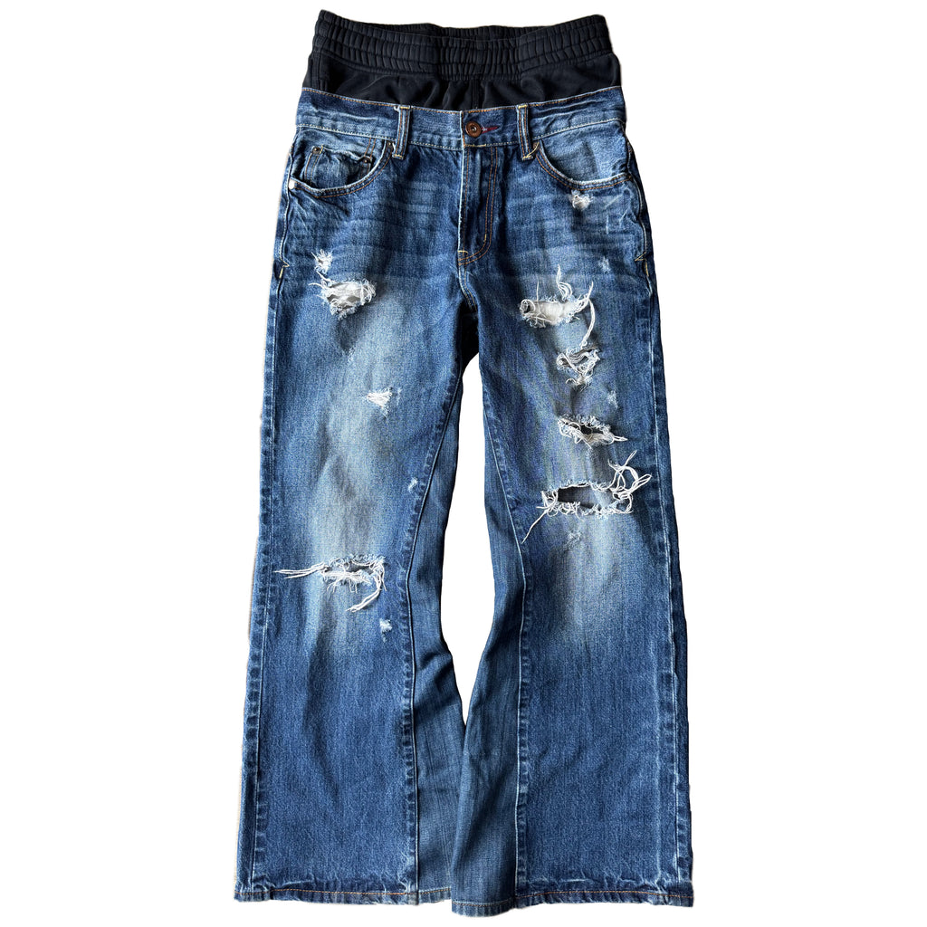 Double Waisted Baggy Distressed Jeans (30x30)