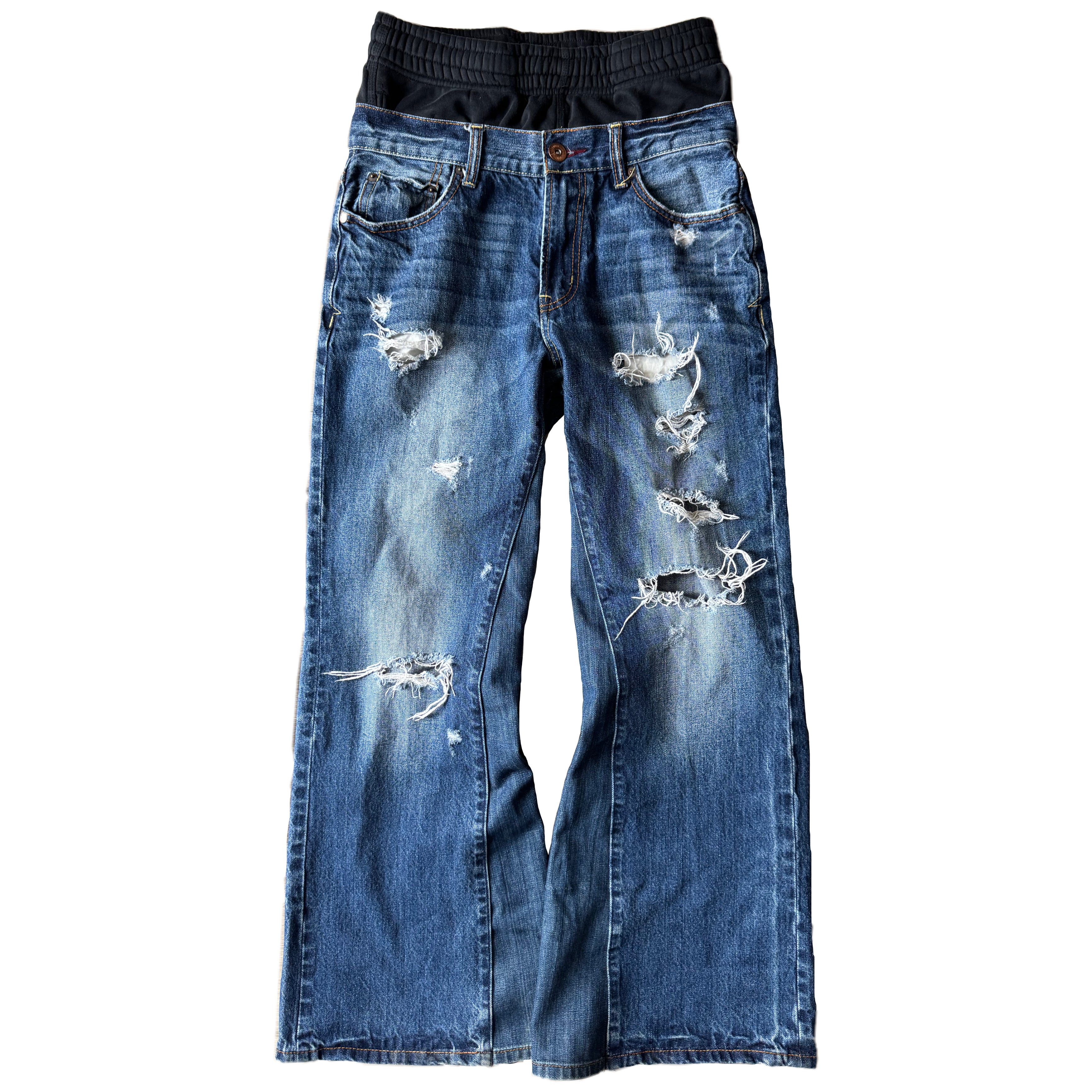 Double Waisted Baggy Distressed Jeans (30x30)