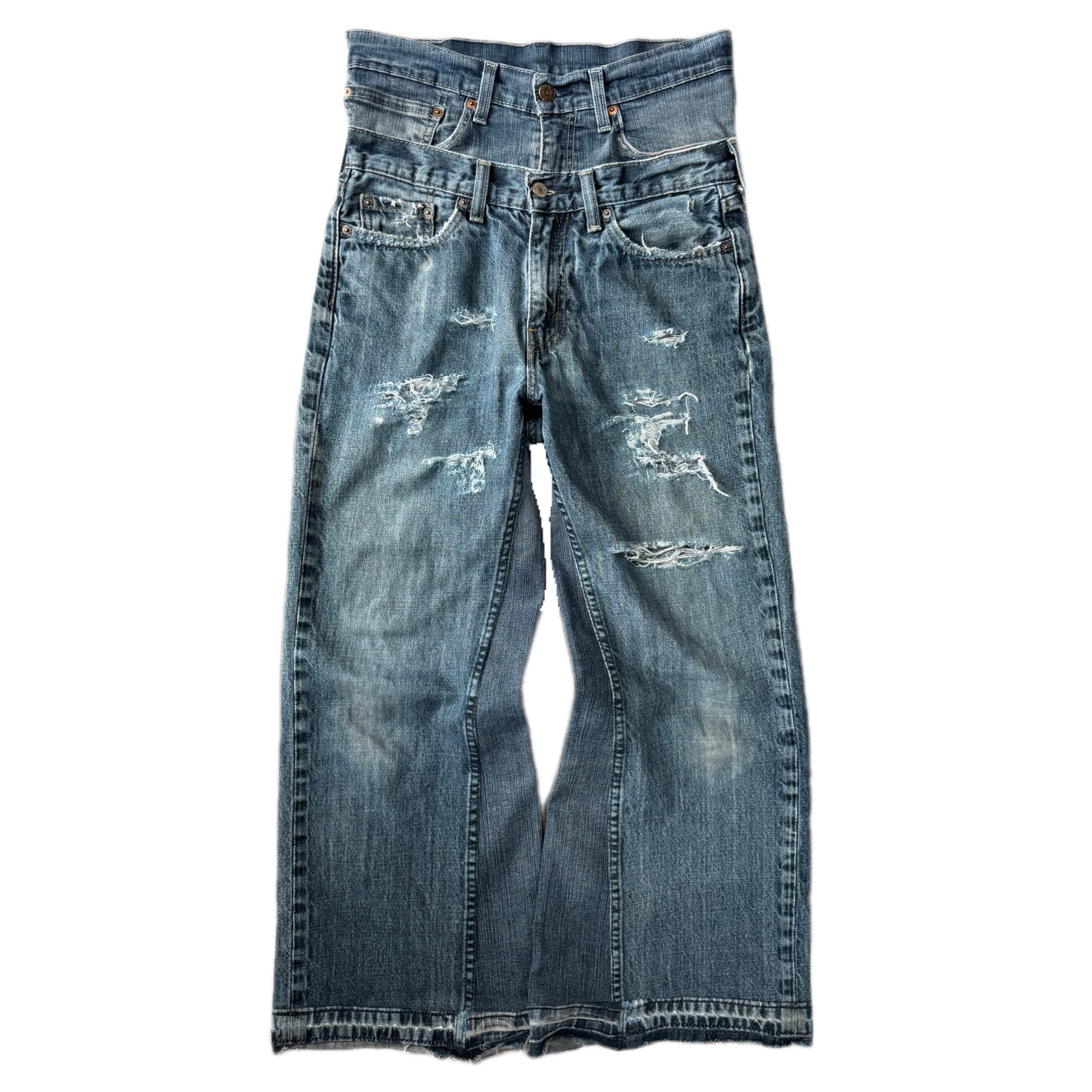 Double Waisted Baggy Distressed Jeans (30x28)