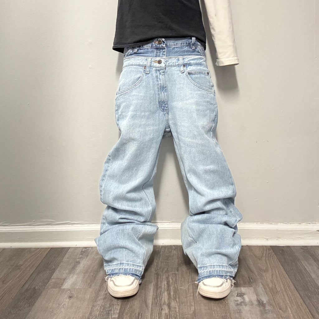 Blue Double Waisted Baggy Jeans (28x32)