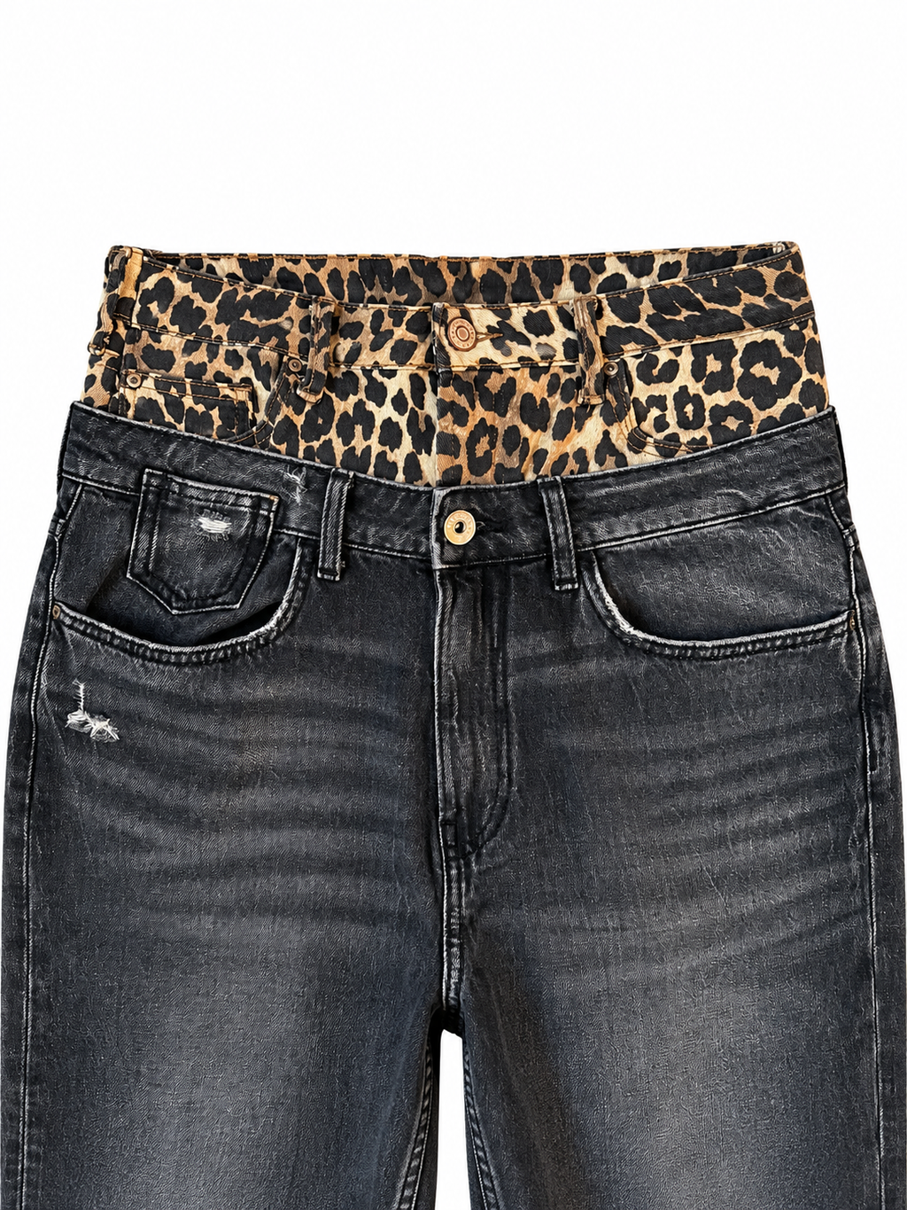 Double Waisted Baggy Cheetah Jeans (29)