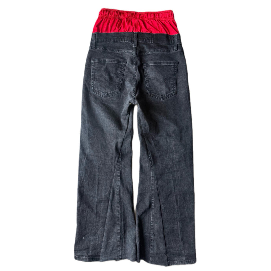 Double Waisted Red Baggy Jeans (32)