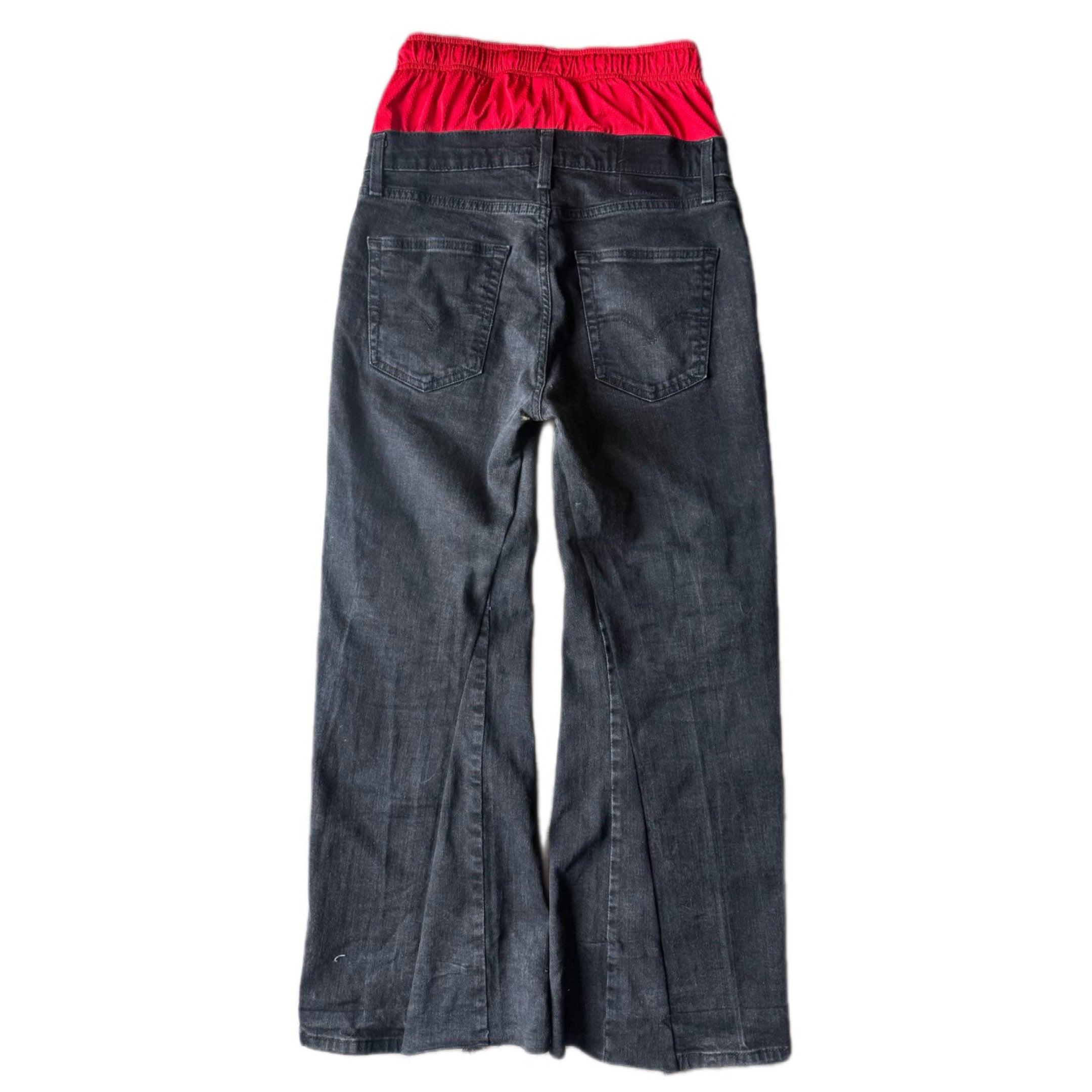 Double Waisted Red Baggy Jeans (32)