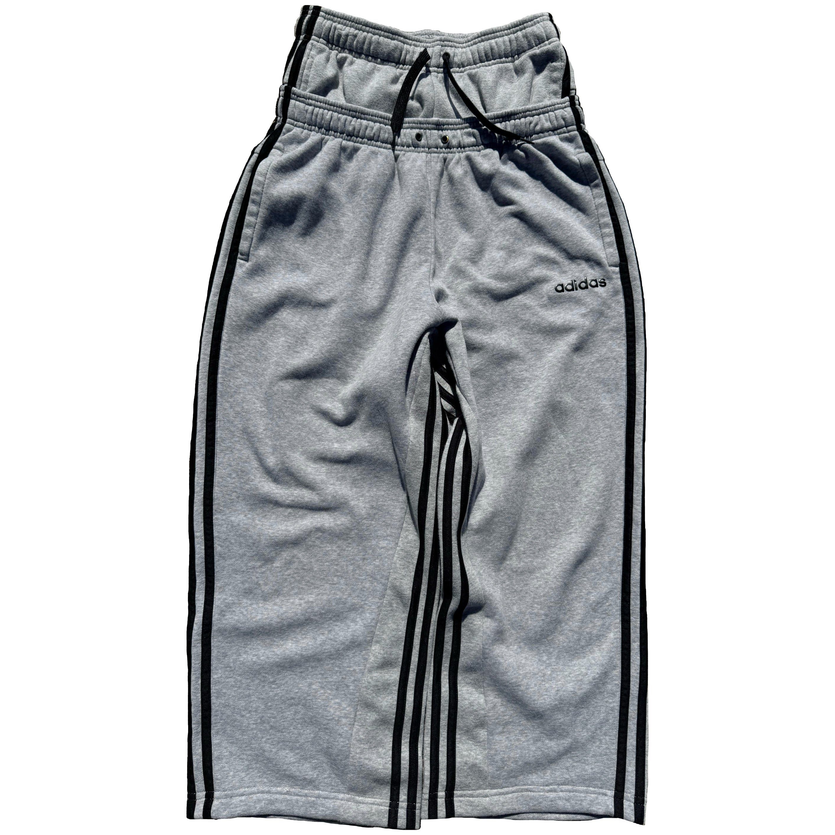 Grey Black Double Waisted Adidas Sweatpants (S)