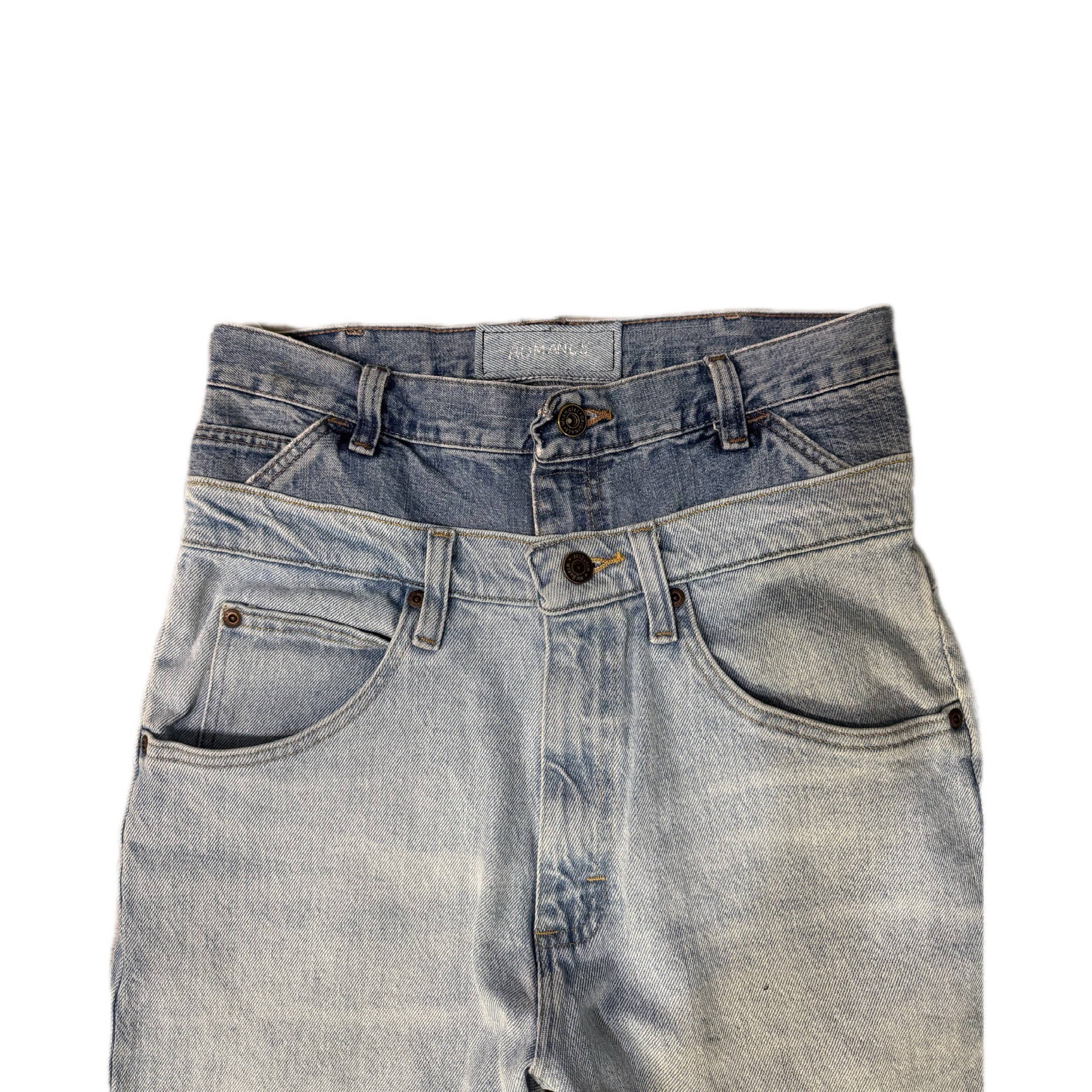 Blue Double Waisted Baggy Jeans (28x32)