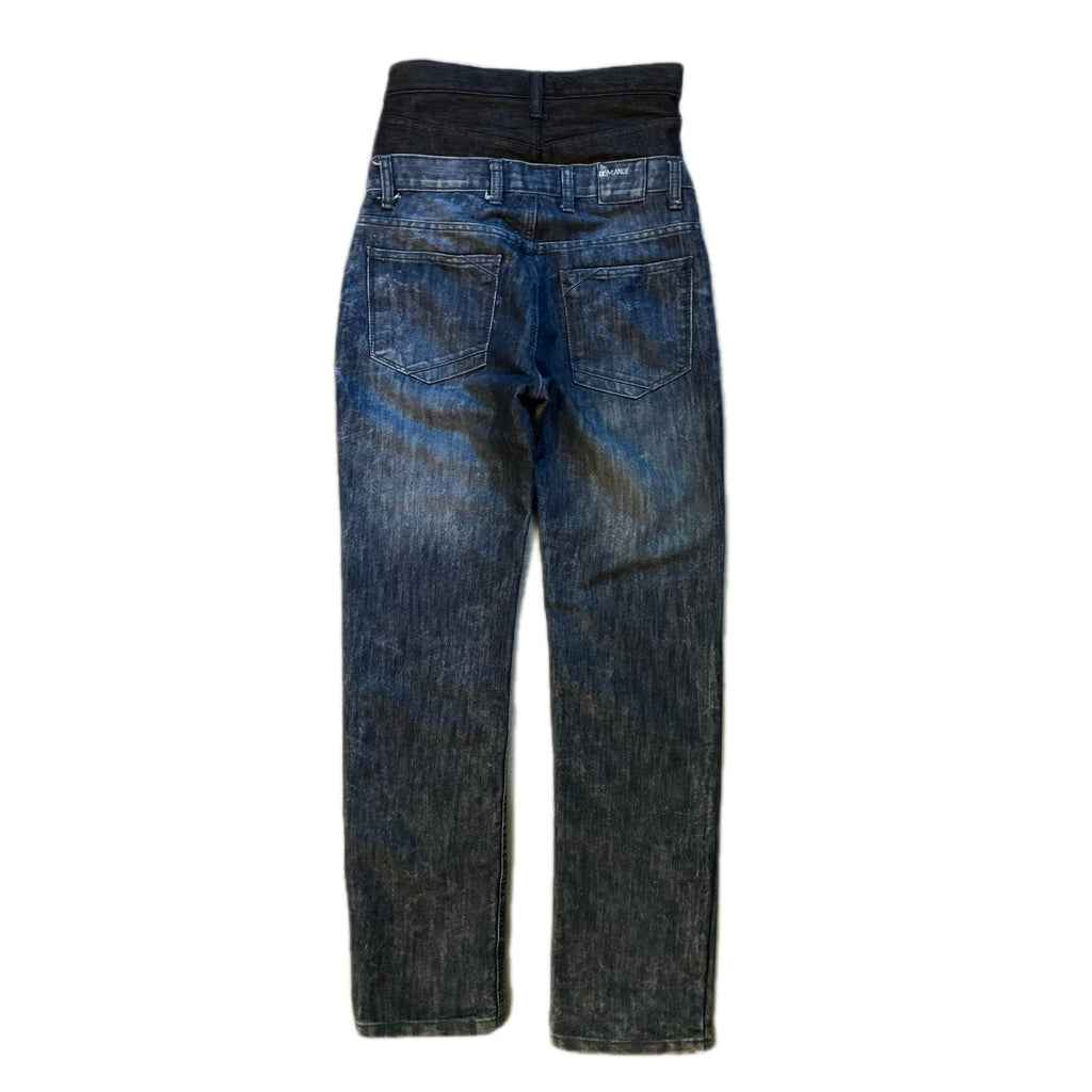 Double Waisted Black and Blue Skinny Jeans (28)