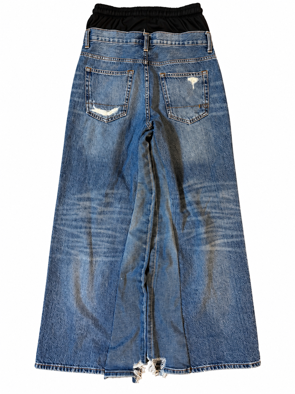 Double Waisted Baggy Distressed Jeans (32)