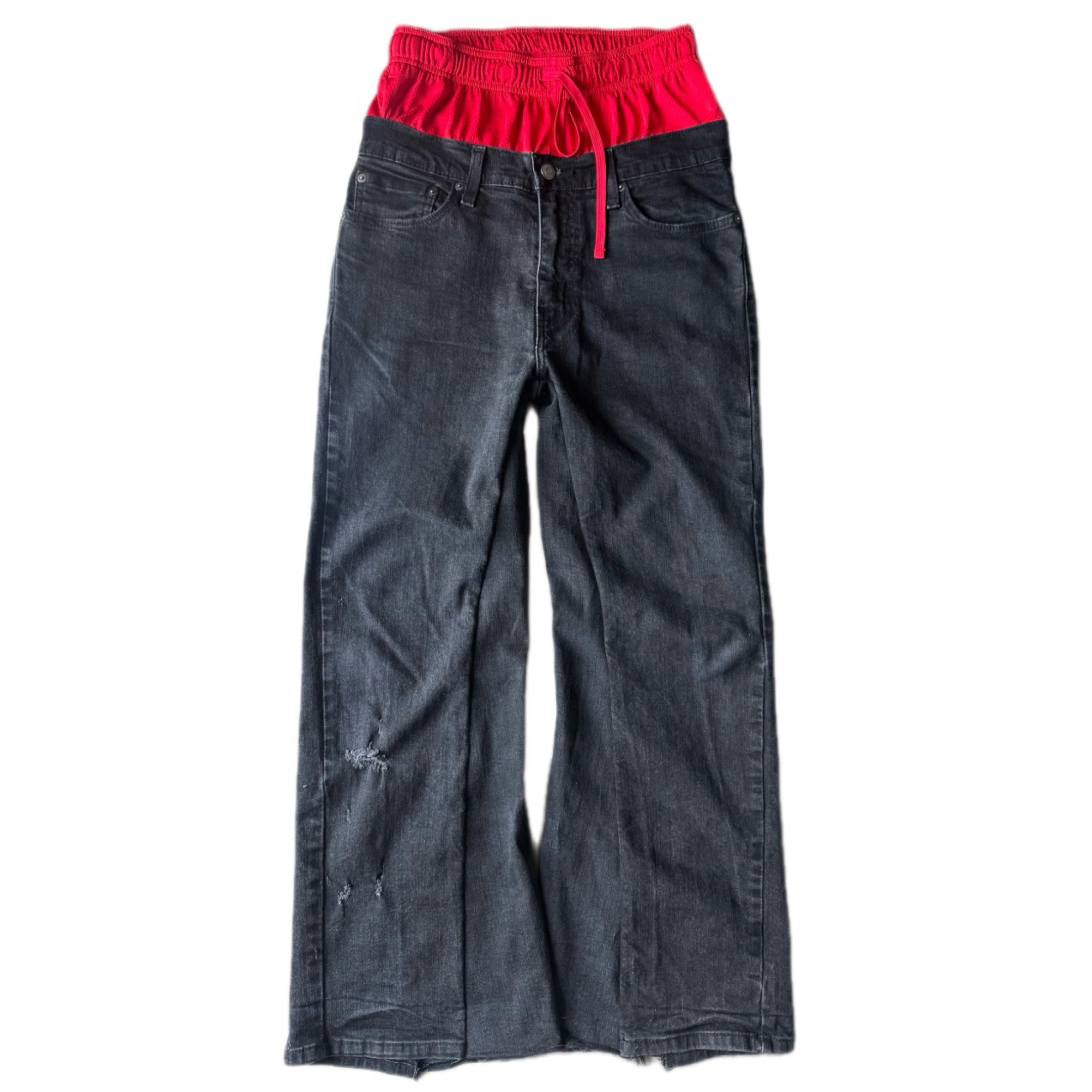 Double Waisted Red Baggy Jeans (32)