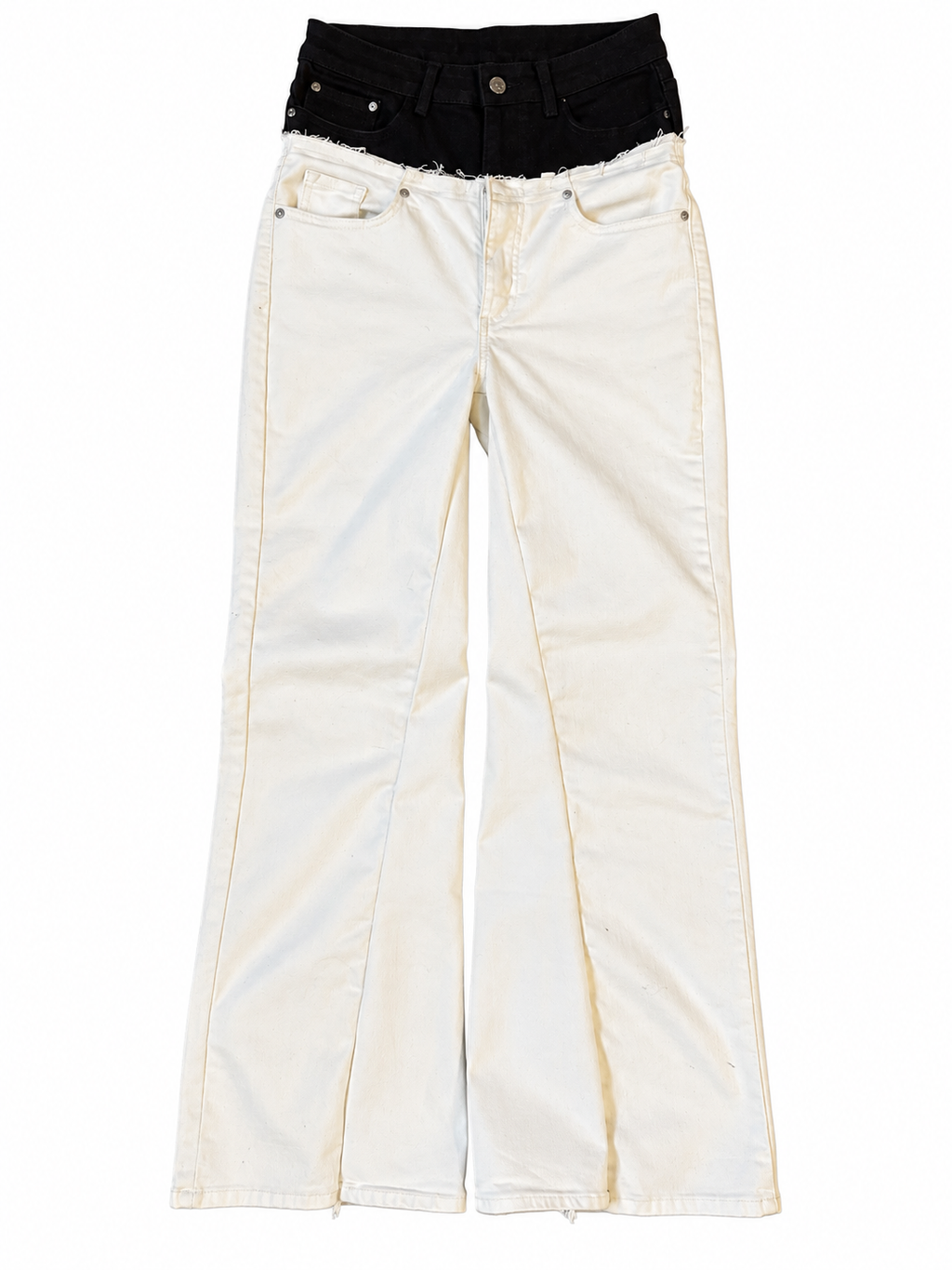 Double Waisted Baggy White and Black Jeans (29)