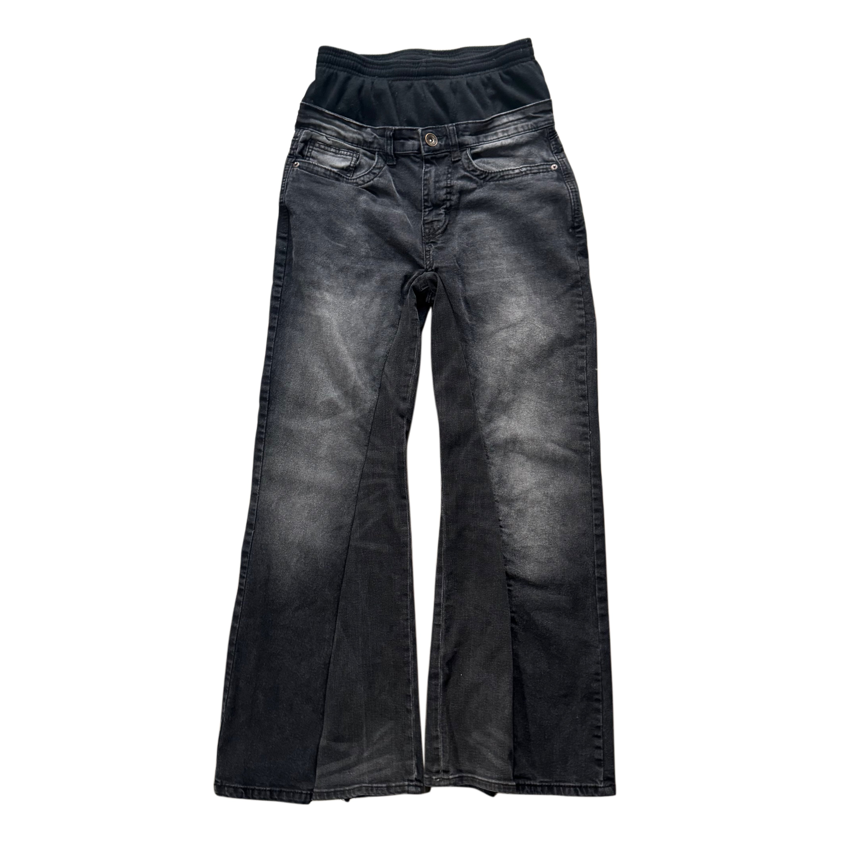 Double Waisted Faded Black Jeans (30)
